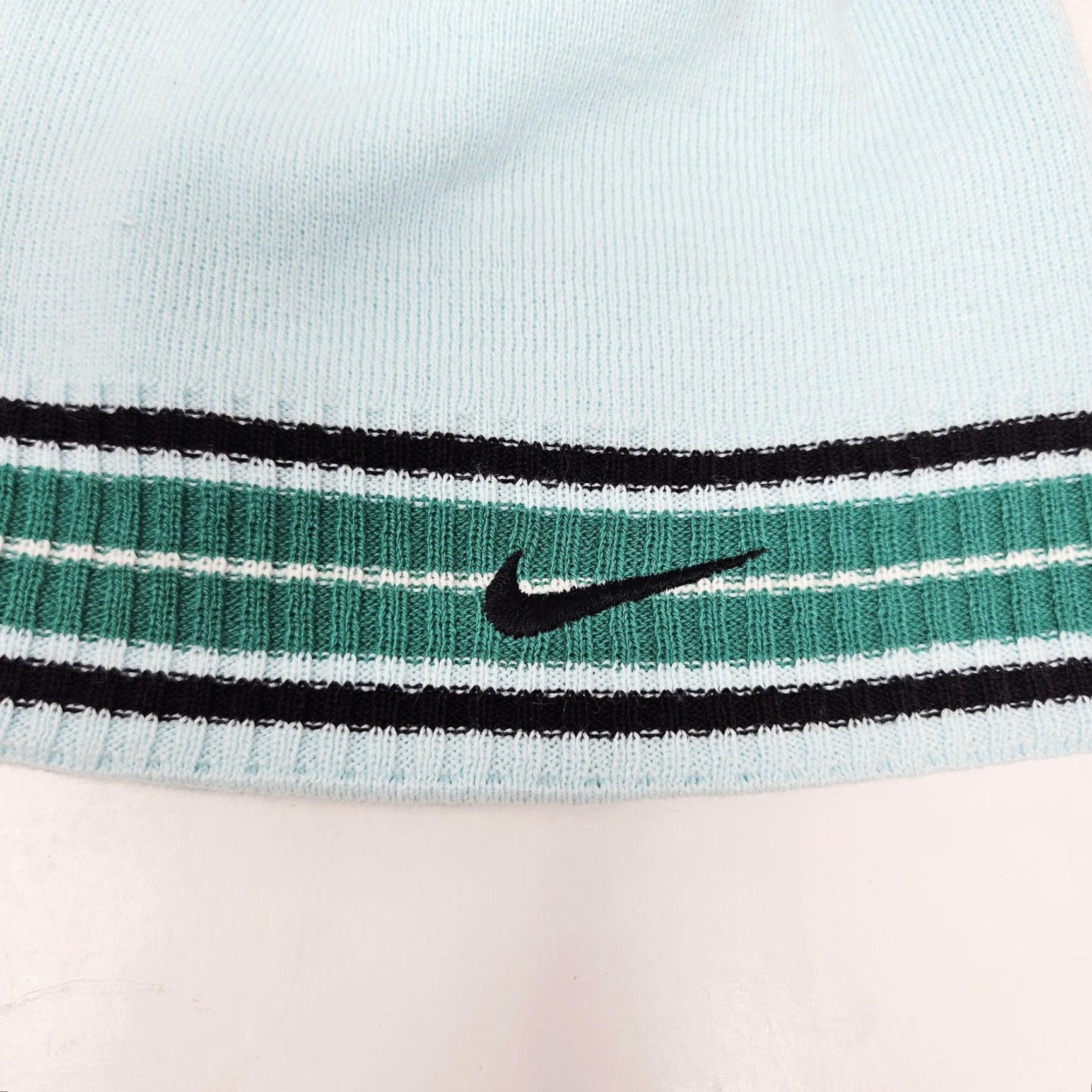 Nike Nike Hat Beanie Knit One Size Blue Mens Reversible Stripe Swoosh Logo Winter Size ONE SIZE - 2 Thumbnail