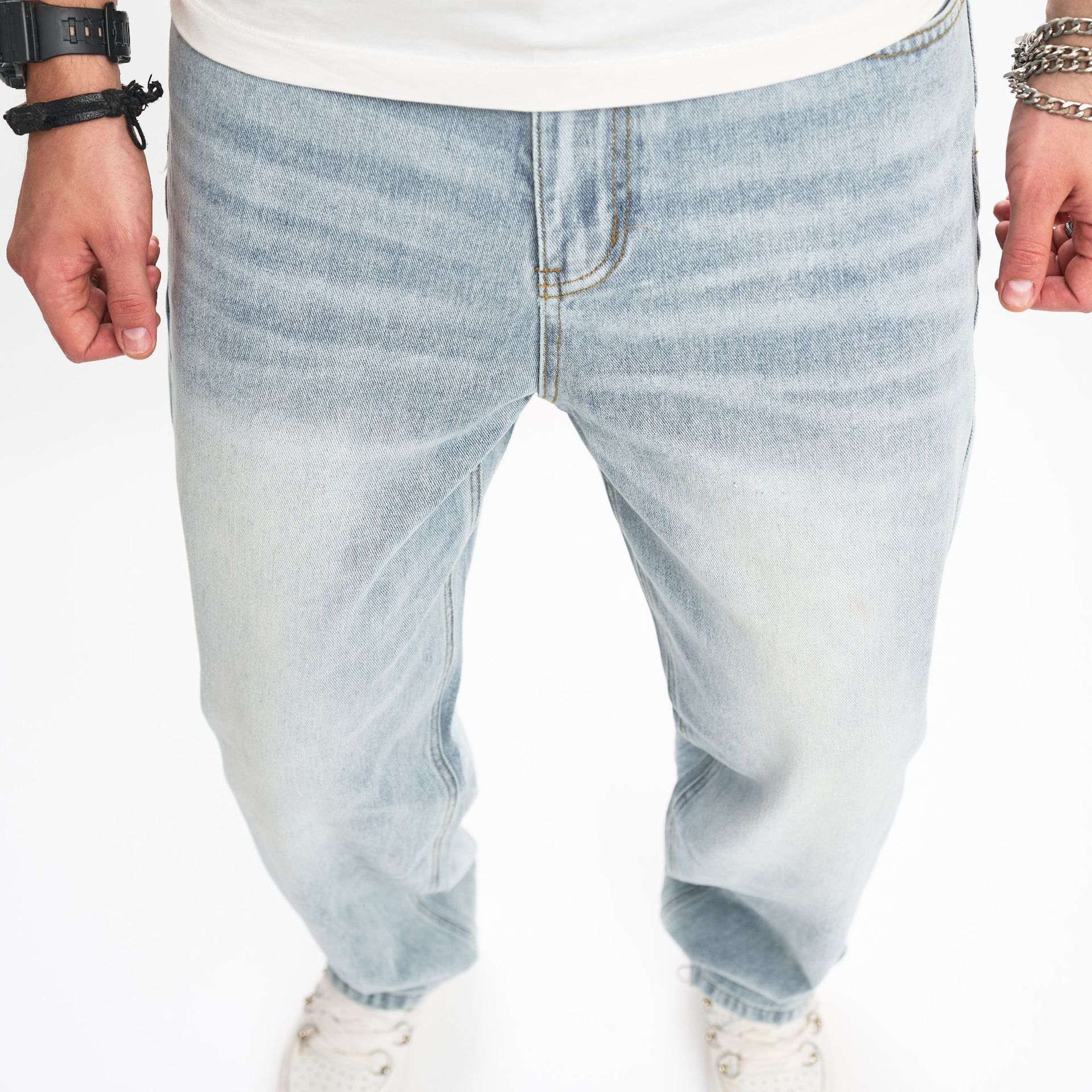 Japanese Brand × Jean Men's street retro washed loose straight jeans Size US 32 / EU 48 - 4 Thumbnail