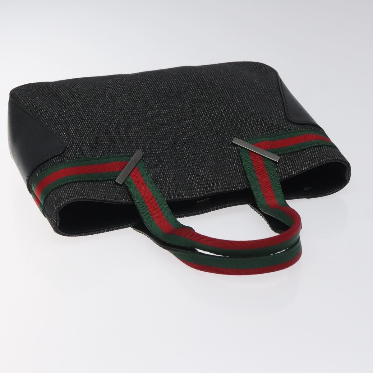 Gucci GUCCI Web Sherry Line Hand Bag Canvas Black Size ONE SIZE - 6 Thumbnail
