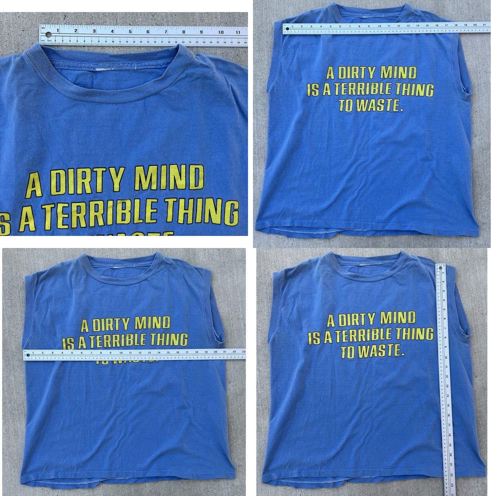 Vintage VINTAGE A Dirty Mind Is A Terrible Thing To Waste Sleeveless T Shirt Muscle Tee Men XL Blue Graphic Print Funny Shirt Size US L / EU 52-54 / 3 - 11 Thumbnail