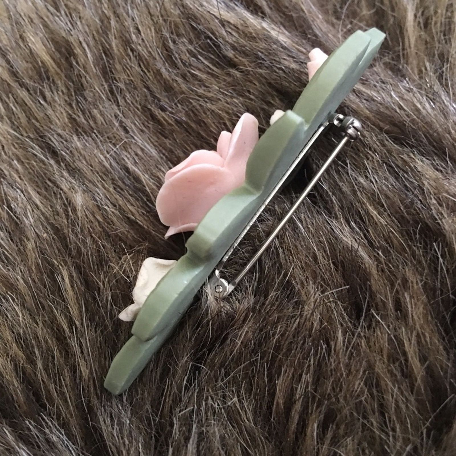 Vintage Vintage 80s ceramic rose brooch collar pin Size ONE SIZE - 5 Thumbnail