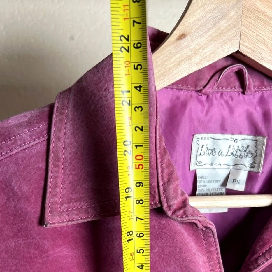 Olive VINTAGE Live A Little Jacket Pink Leather Button PS XS Womens Jacket Size XS / US 0-2 / IT 36-38 - 3 Thumbnail