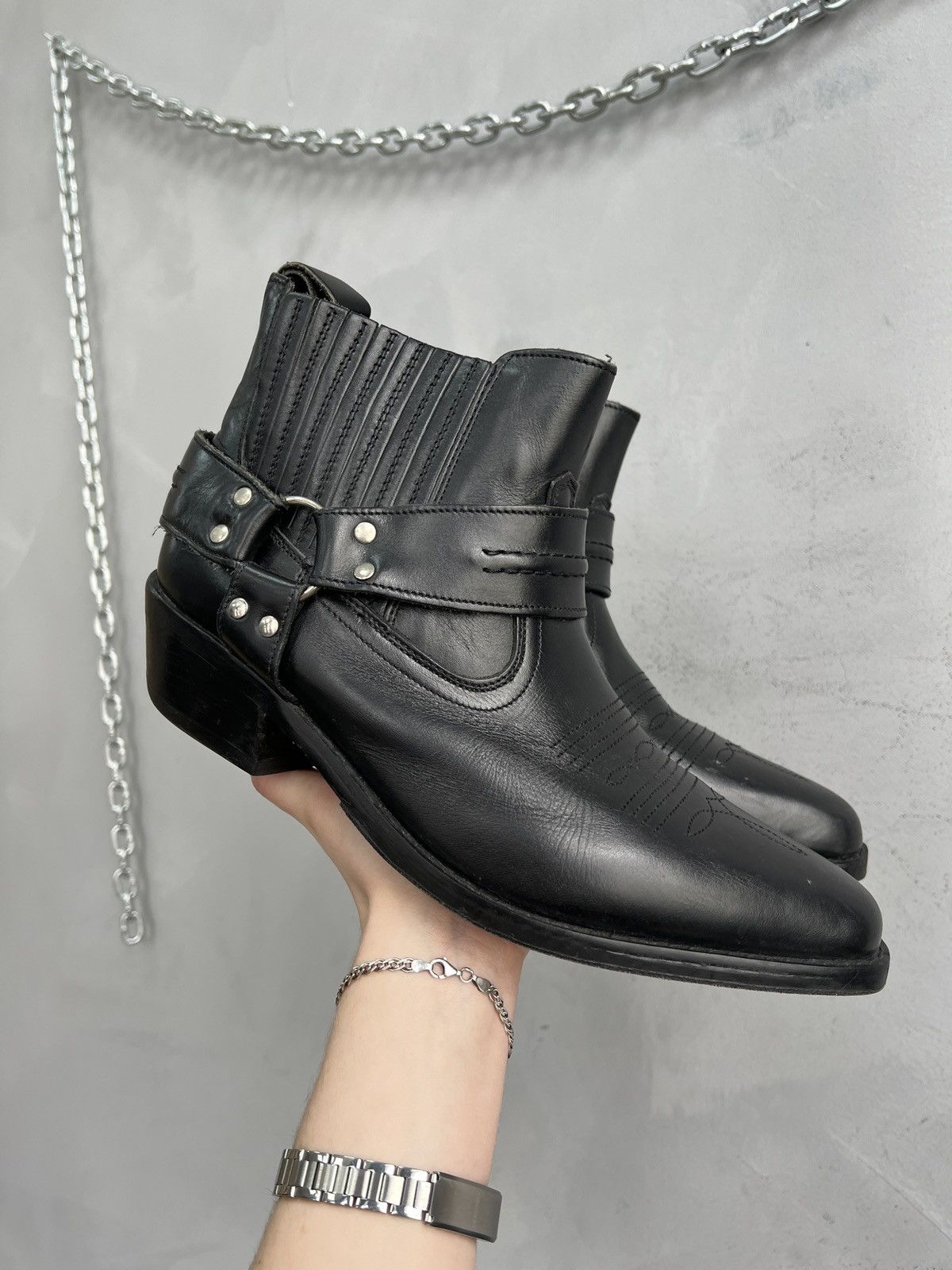 Western Rise Western guidi style leather boots black opium fashion y2k Size US 8.5 / EU 41-42 - 1 Thumbnail