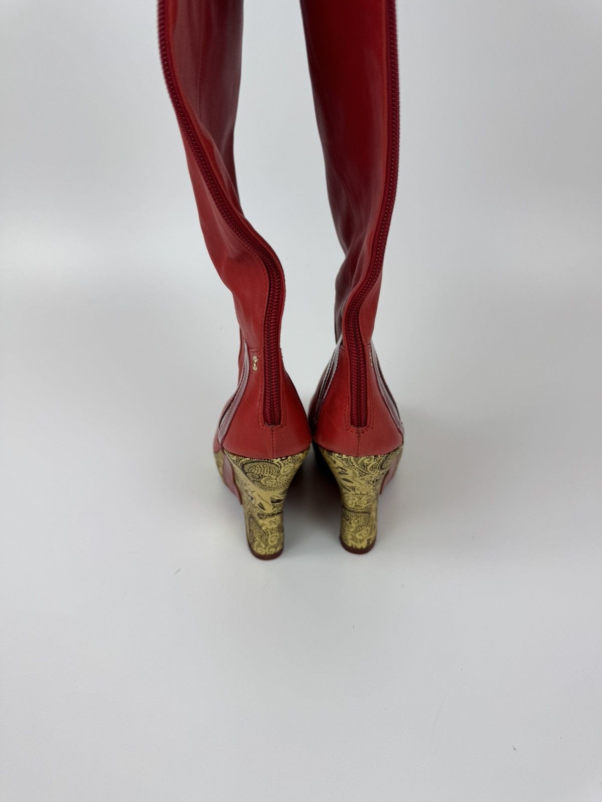 Chanel Chanel Paris Red Leather Over Knee Wadge Boots Avant Garde Size US 9 / IT 39 - 13 Thumbnail