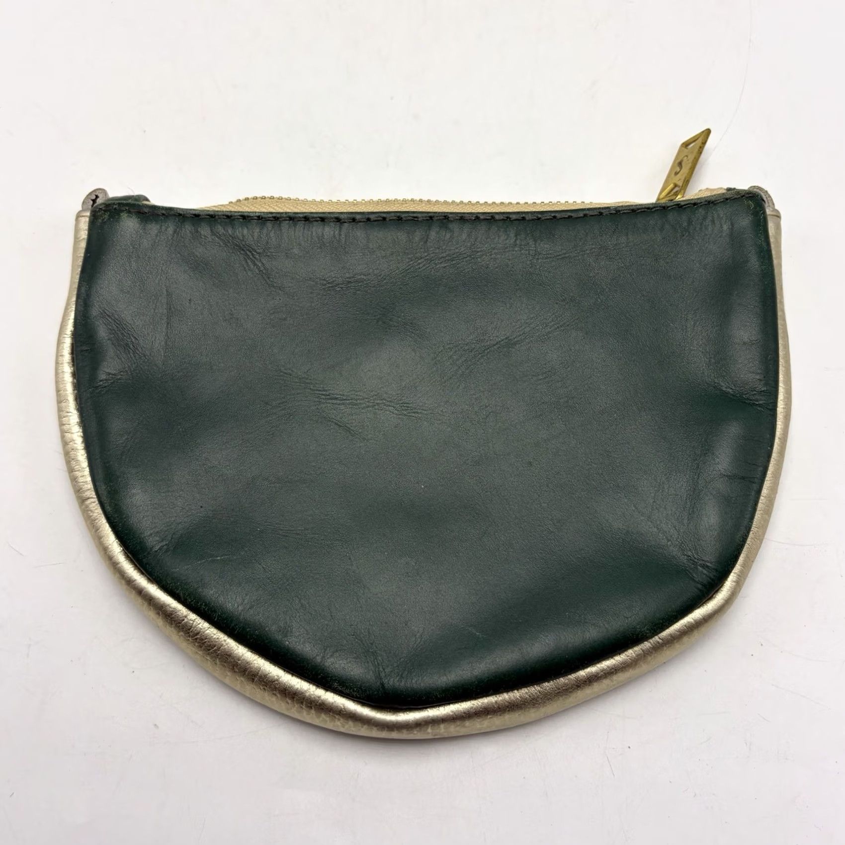 Vintage Sseko Green Leather Medium Crescent Pouch Oiled Agave Gold Zipper Size ONE SIZE - 2 Thumbnail