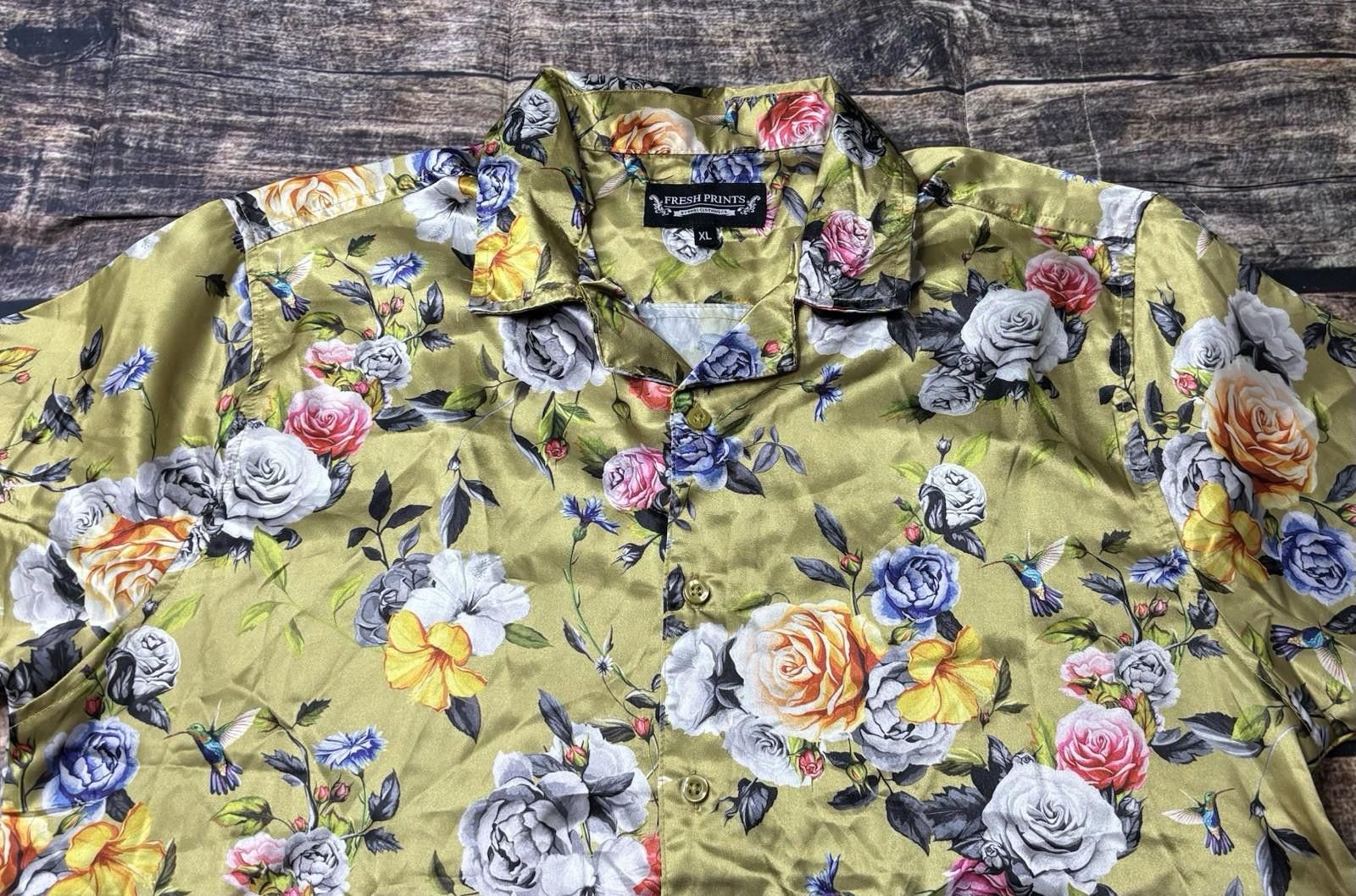 Other Drill Clothing Co Camp Shirt Mens XL Satin Floral Button Up Size US XL / EU 56 / 4 - 4 Thumbnail