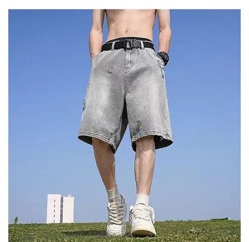 VIBE Gray High Street Vintage Loose Fit Denim Shorts Size US 33 - 6 Thumbnail
