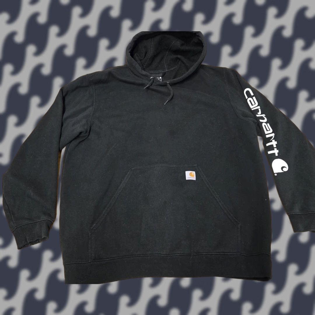 Carhartt Carhartt Hoodie Mens XL Black Pullover Logo Sleeve Graphic Print Pocket Hooded Workwear Size US XL / EU 56 / 4 - 1 Thumbnail