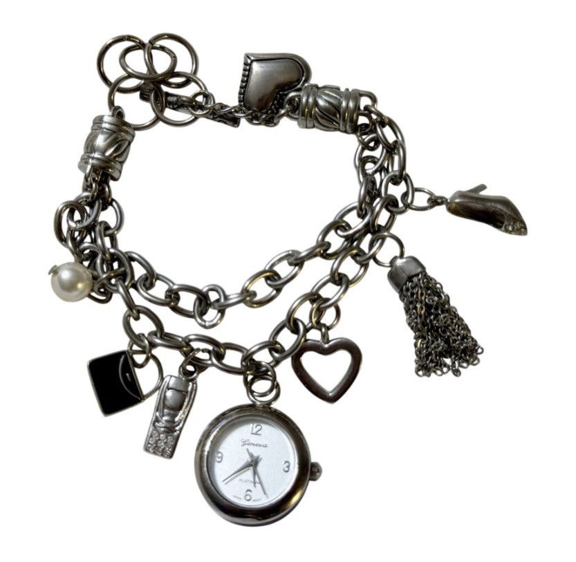 Geneva VTG Geneva Charm Bracelet Watch Silver Japan Quartz Working Size ONE SIZE - 1 Thumbnail