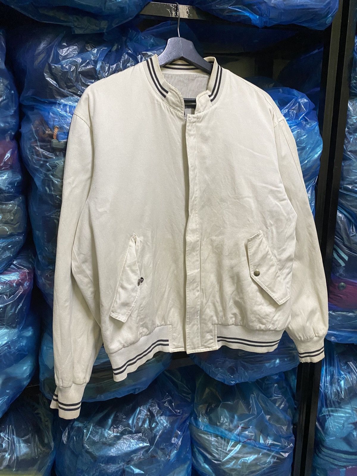 Japanese Brand Imperial RAIKA White Varsity Bomber Jacket BLACKPIA Size US L / EU 52-54 / 3 - 4 Thumbnail