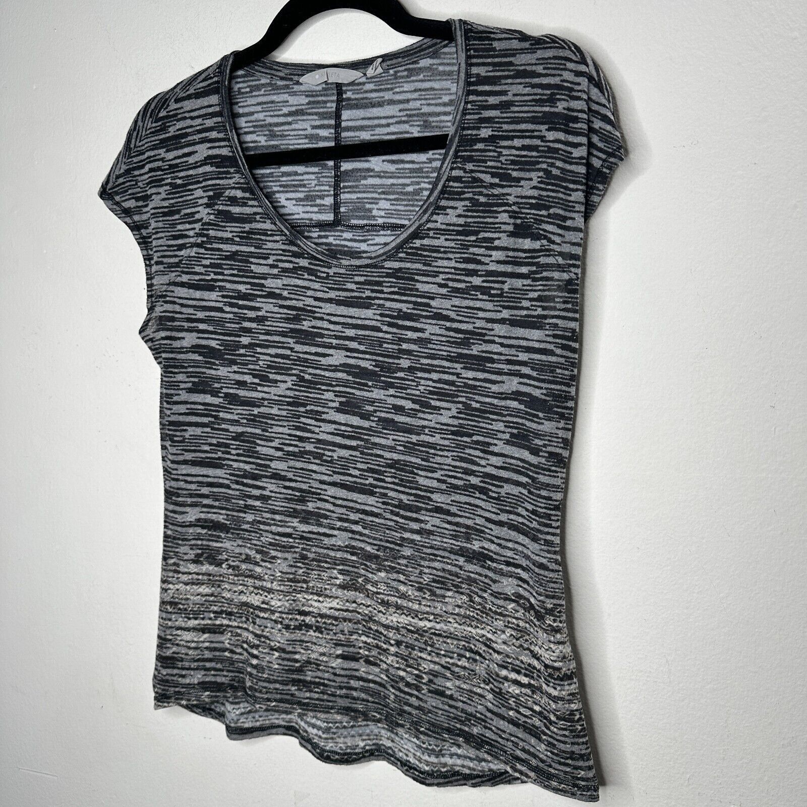 Athleta Athleta Black Gray Striped Burnout Scoop Cap Sleeve Top Med Size M / US 6-8 / IT 42-44 - 2 Thumbnail
