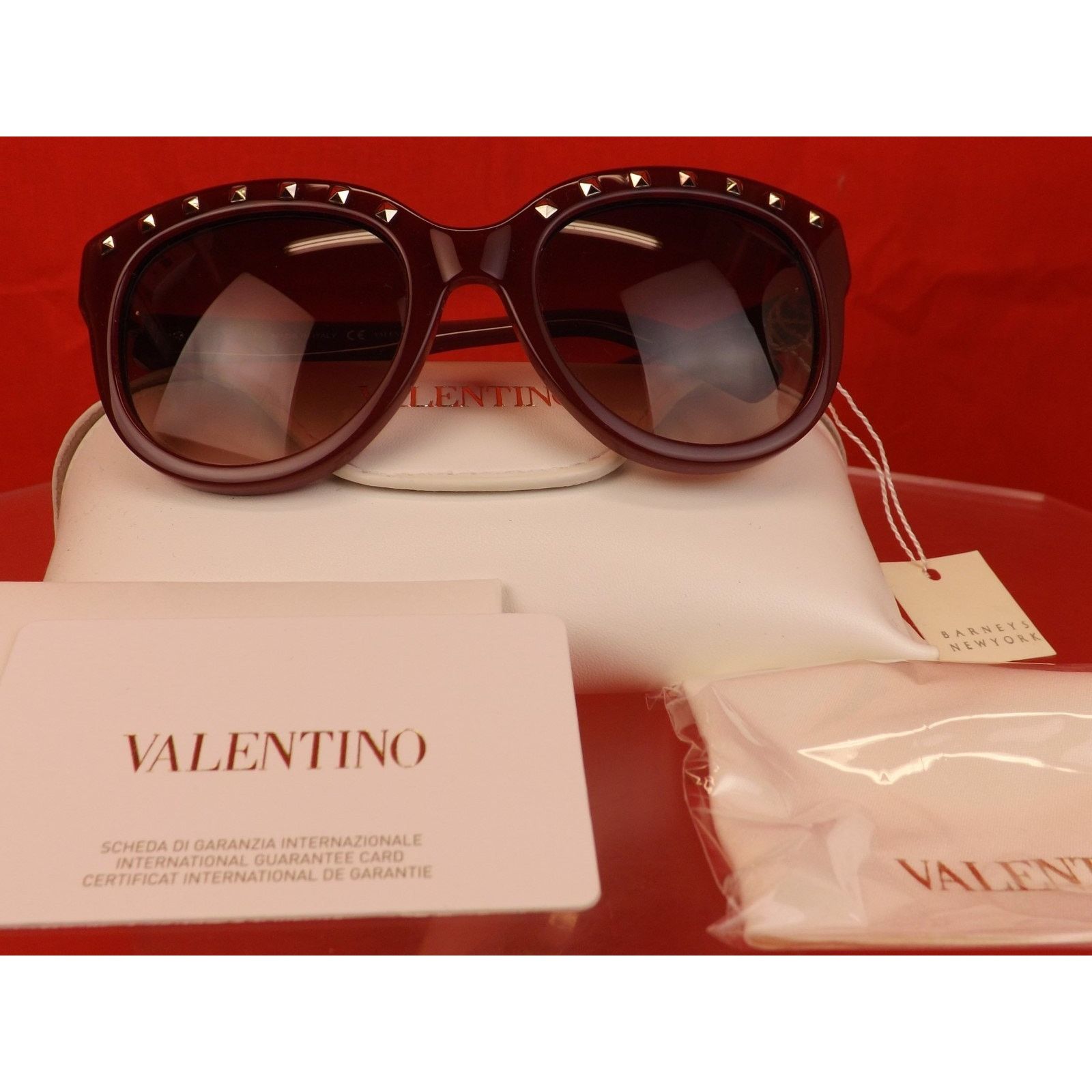 Valentino VALENTINO ROCKSTUDS V659S WINE PLASTIC FRAME SUNGLASSES $495 Size ONE SIZE - 3 Thumbnail
