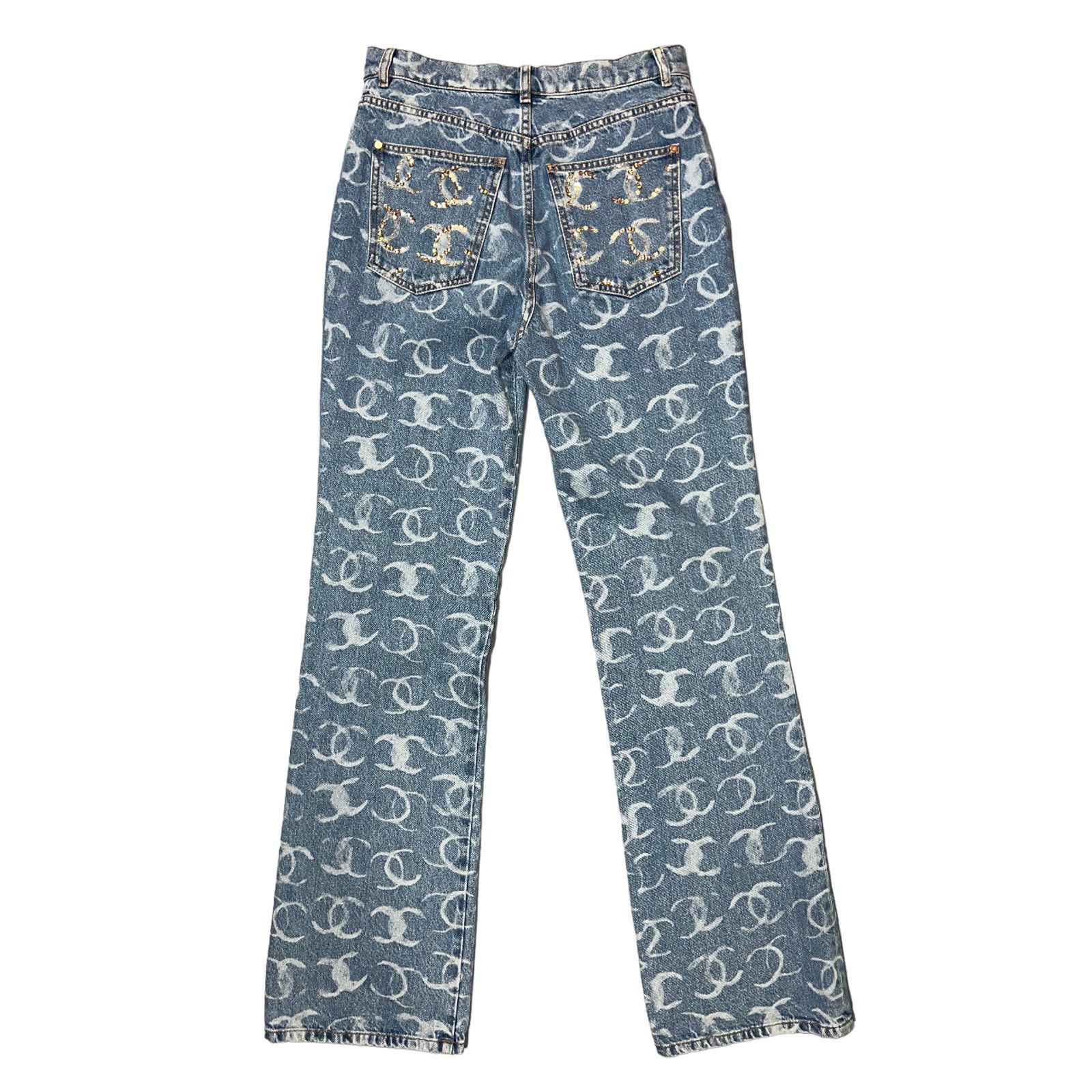 Chanel Chanel Denim White CC Printed Logo Sequin Regular Jeans 38 Size 26" / US 2 / IT 38 - 14 Thumbnail