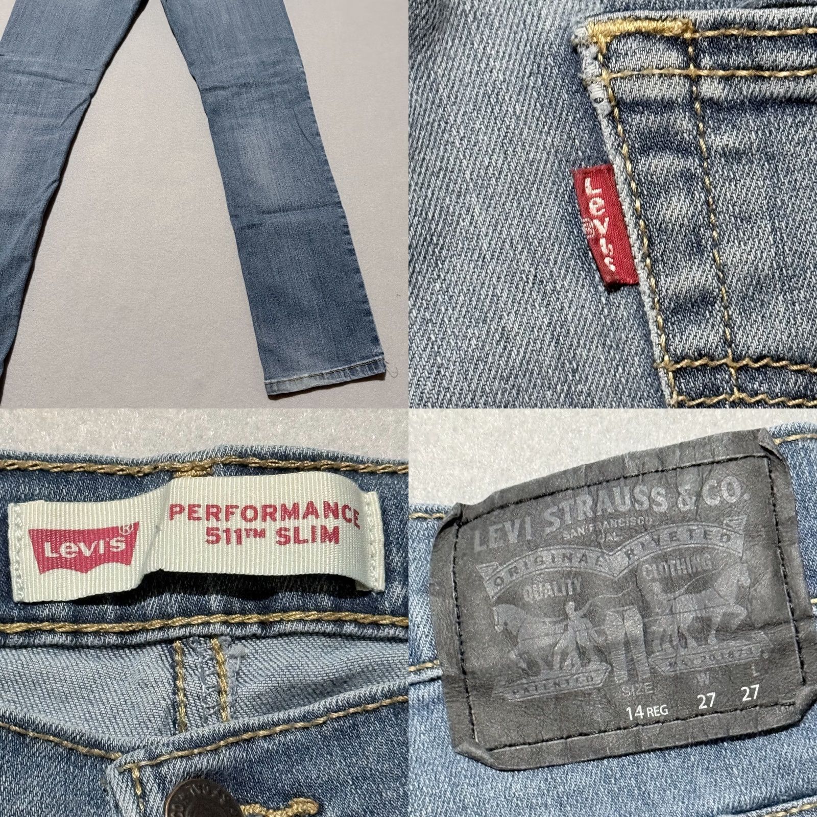 Levi's Levi's 511 Jeans Women Blue 14 Slim Straight Denim Stretch 27x28 Middle Rise 5-Pocket City Size 36" / US 14 / IT 50 - 8 Thumbnail