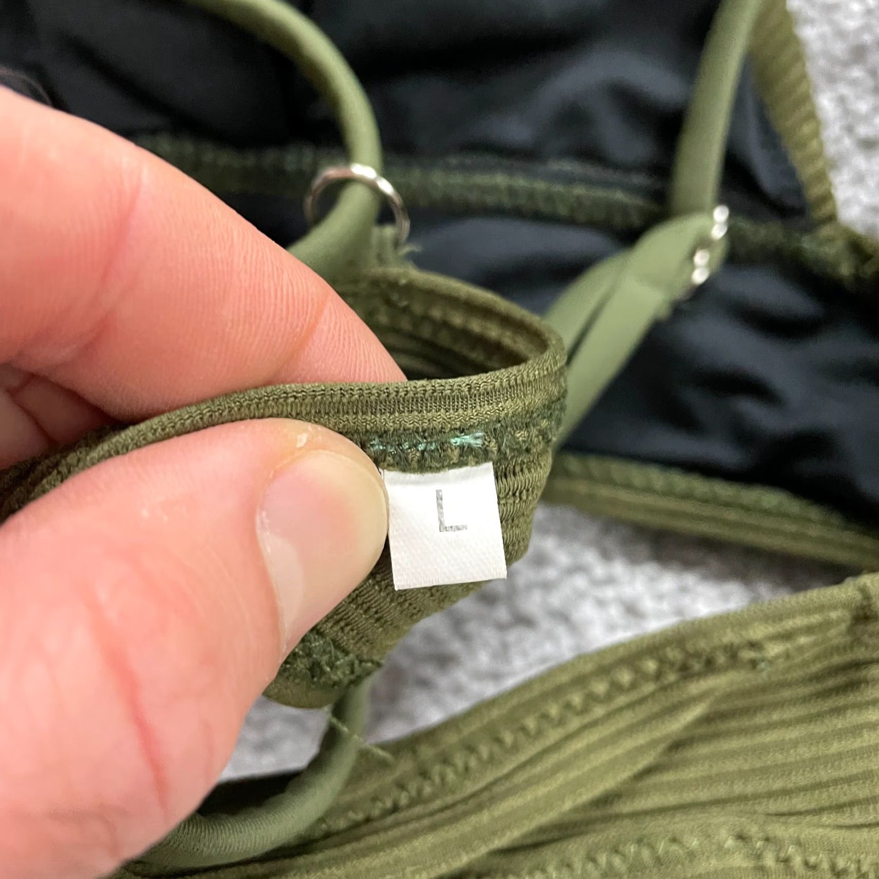 Vintage Unbranded Women's Bikini Top Large Solid Green Spaghetti Strap Beach Swimwear Size L / US 10 / IT 46 - 4 Thumbnail
