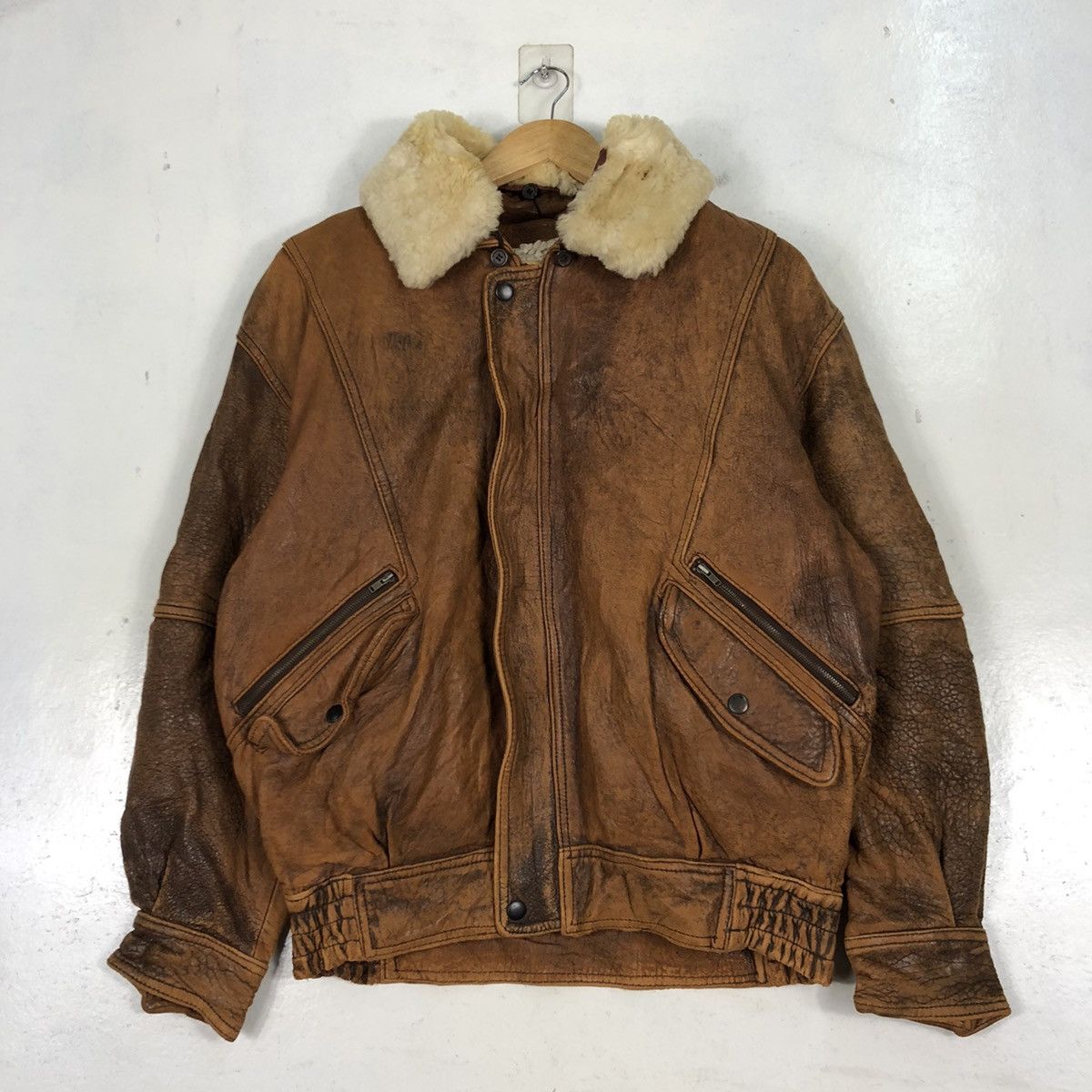 Mens Robbo Leather Military Jacket