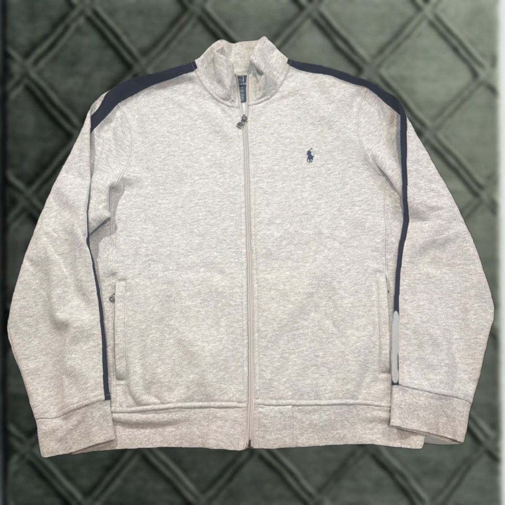 VINTAGE Polo Ralph Lauren Full Zip Sweatshirt Tracket Track VTG Y2K XL Men Gray