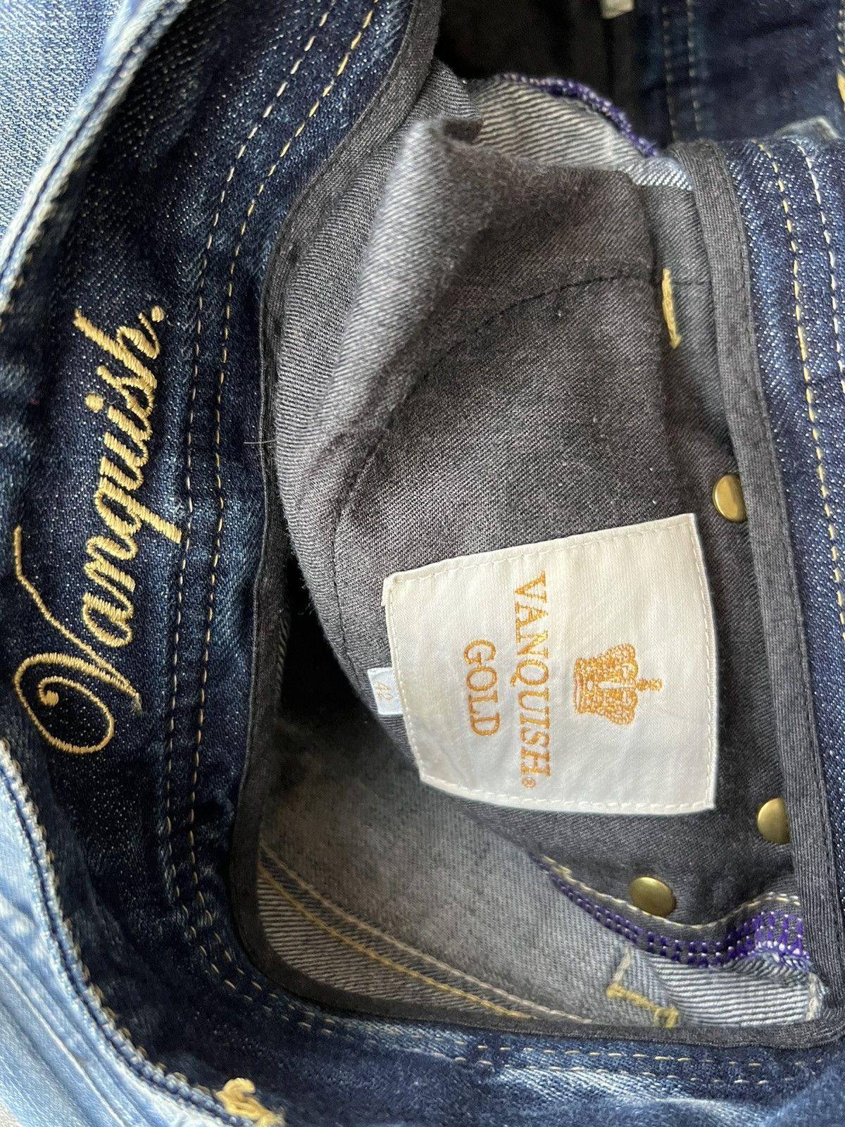 Fragment Design Vintage Vanquish Gold Fade Muddy Blue Denim Flare Jeans Size US 29 - 19 Thumbnail