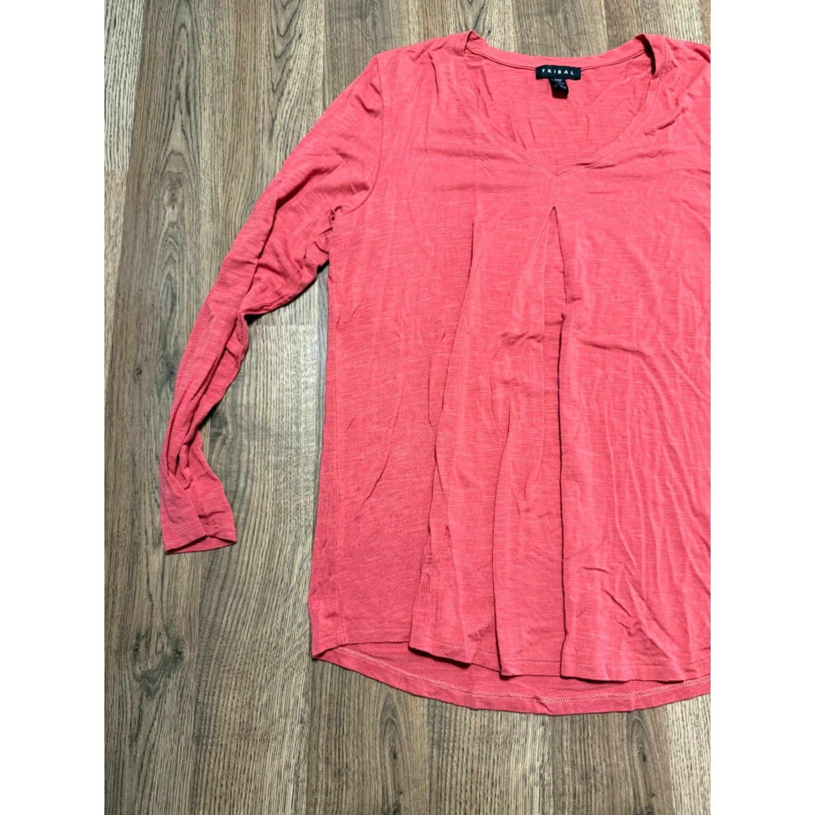 Pinko Tribal Shirt Women's Medium Orange Pink Long Sleeve V-neck Size M / US 6-8 / IT 42-44 - 3 Thumbnail