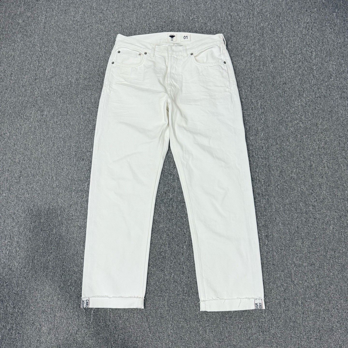 Dior Dior White Ribbon Rolled Hem Jeans Size 38" / US 16 / IT 52 - 1 Thumbnail