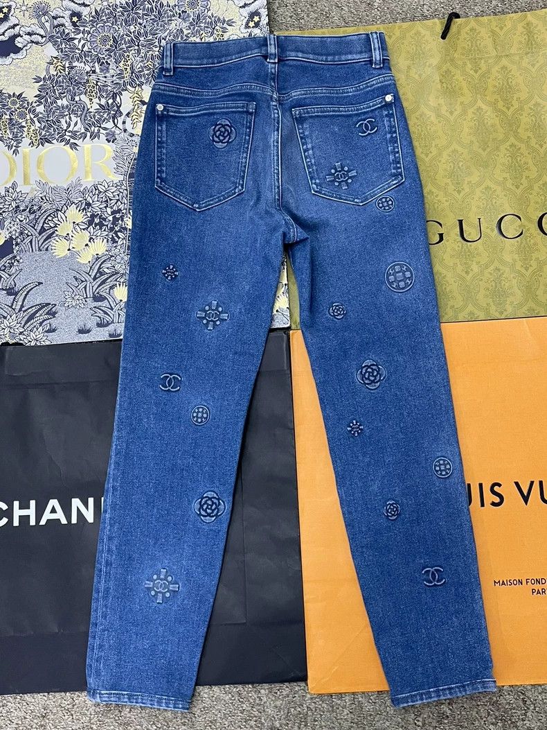 Chanel chanel Camelia double C embossed blue jeans Size 42" / US 20 - 3 Thumbnail