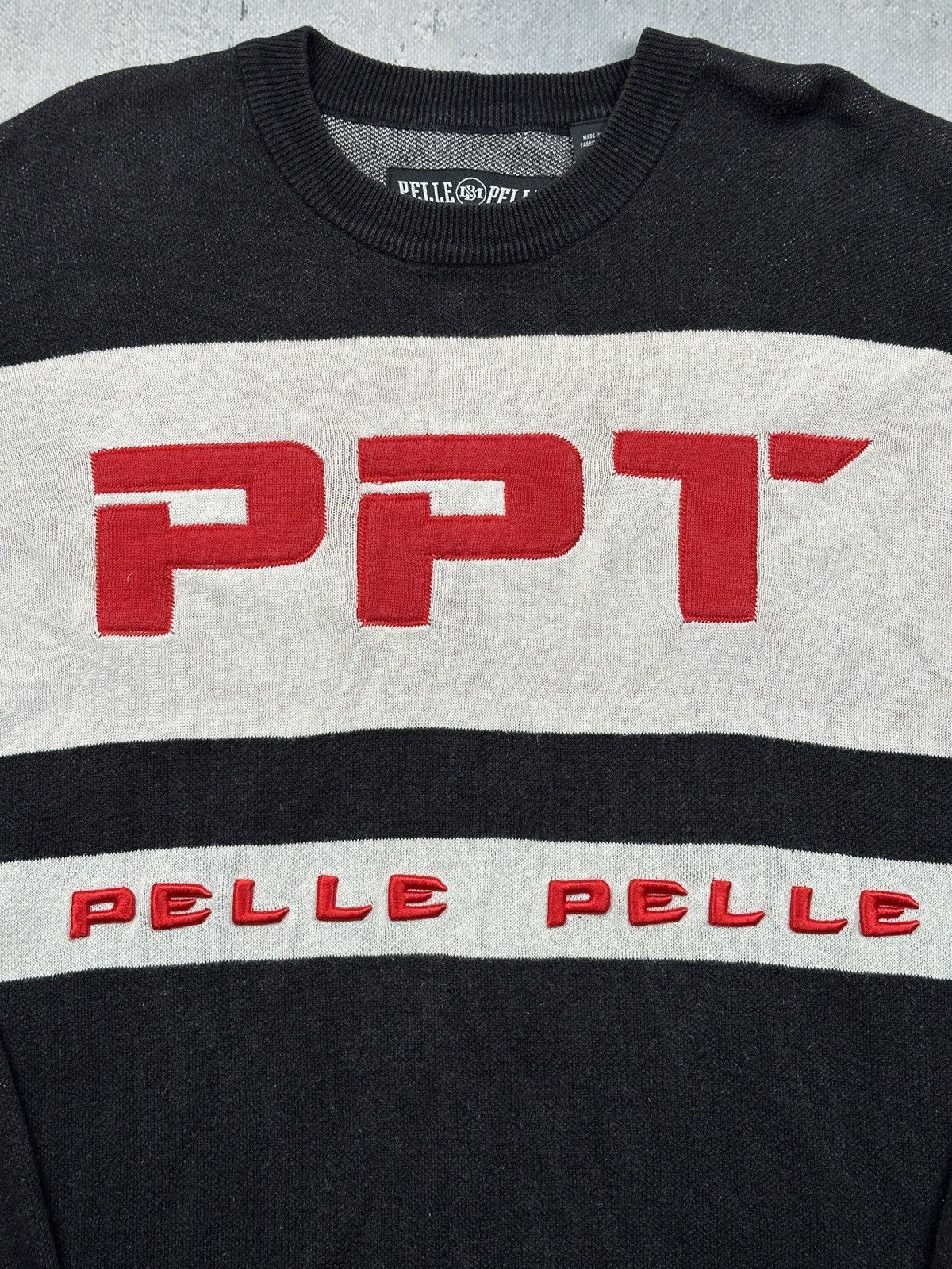 Marc Buchanan Vintage Pelle Pelle PPT Logo Knit Sweater XXL Y2K Streetwear Size US XXL / EU 58 / 5 - 7 Thumbnail