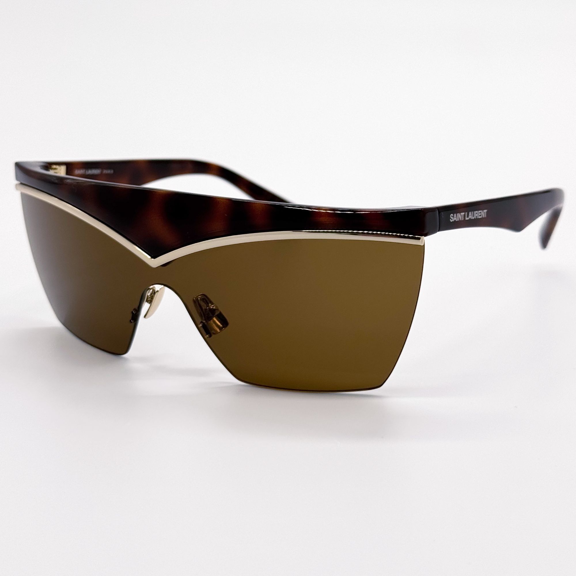Saint Laurent Paris NEW SAINT LAURENT SUNGLASSES SL614 MASK 002 HAVANA GOLD WOME Size ONE SIZE - 2 Thumbnail