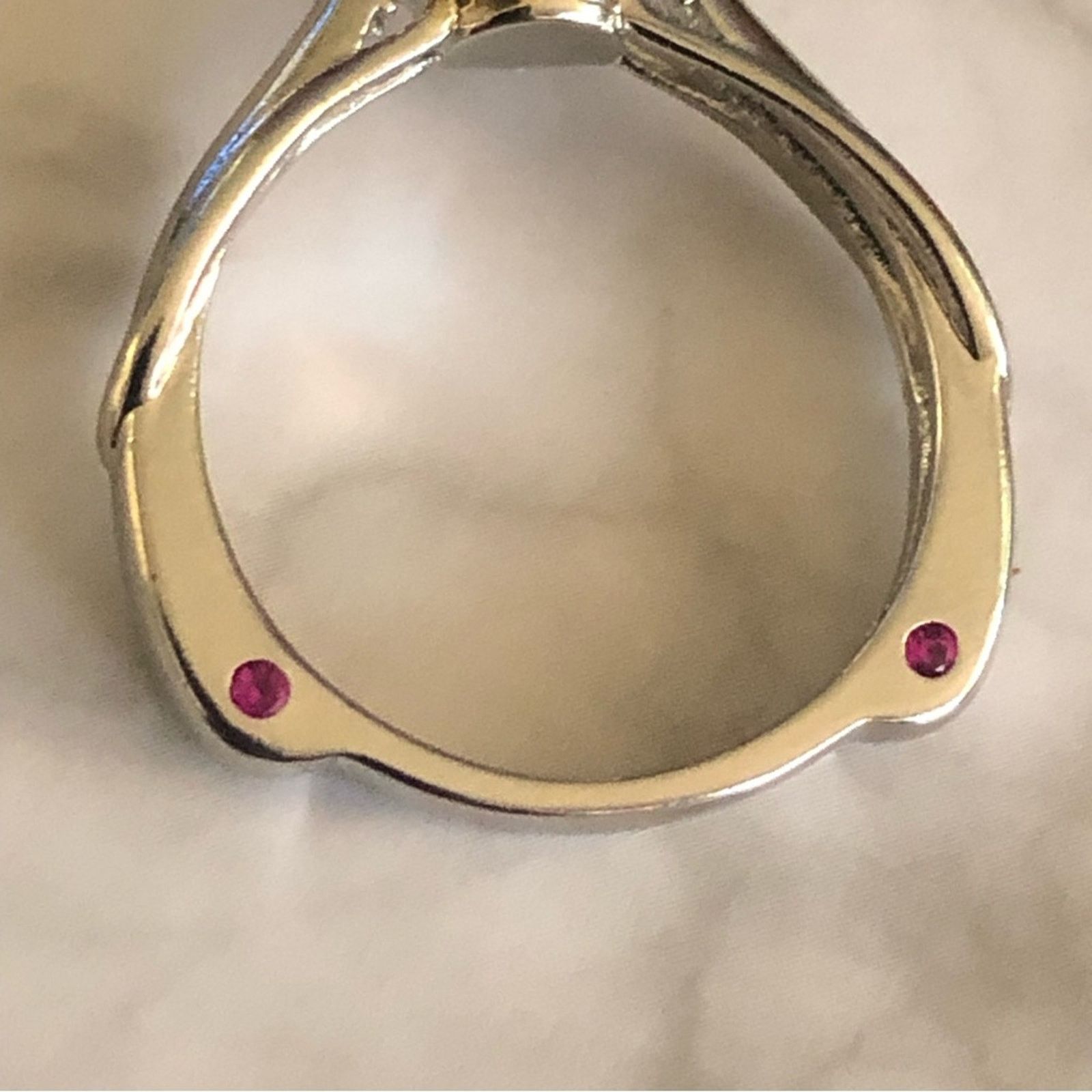 Jewelry 18kt gold and sterling silver 7mm CZ cocktail ring 8 NIB Size ONE SIZE - 14 Thumbnail