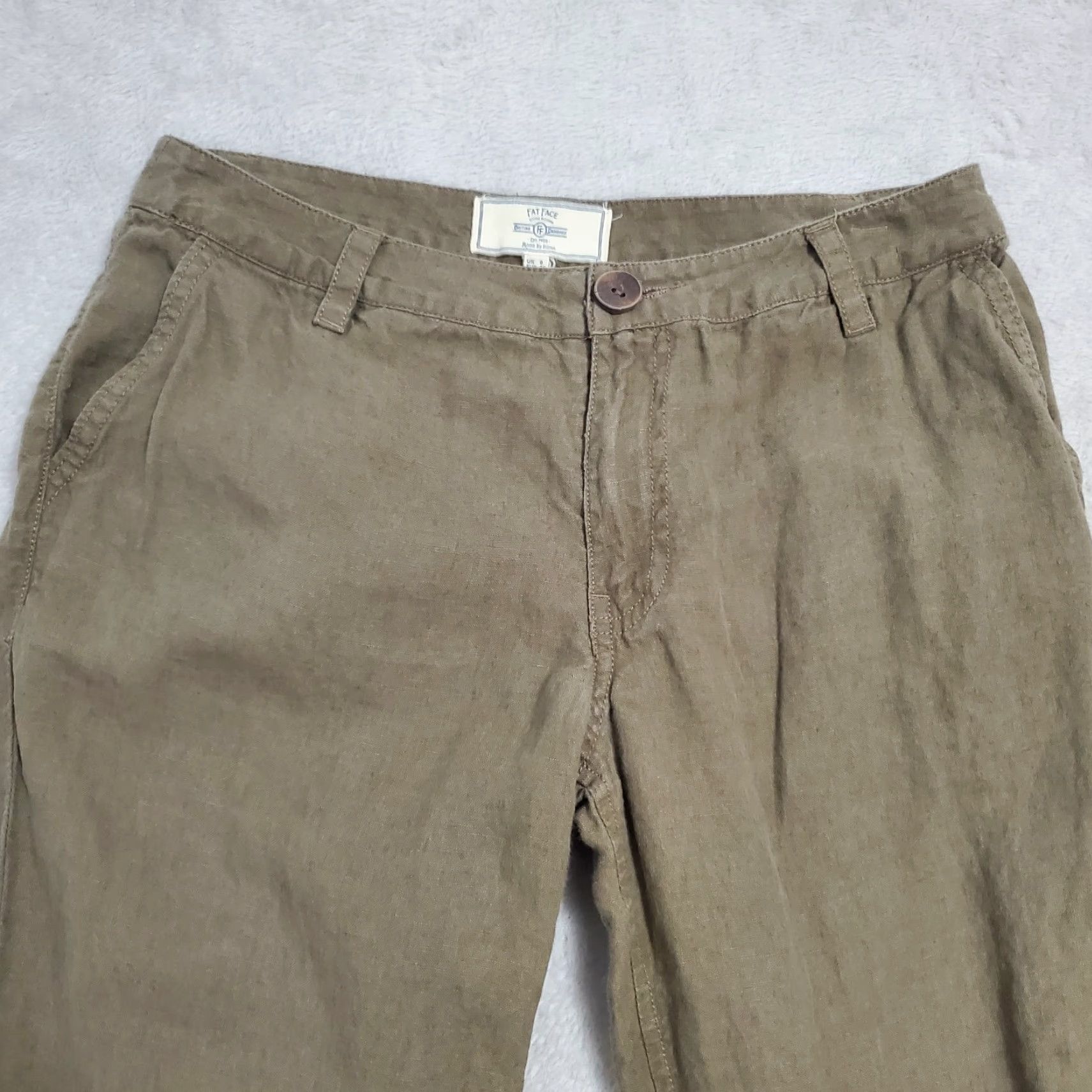 FatFace Fat Face Women Pants Brown Linen Straight Leg Trousers 4 Size 27" / US 4 / IT 40 - 4 Thumbnail