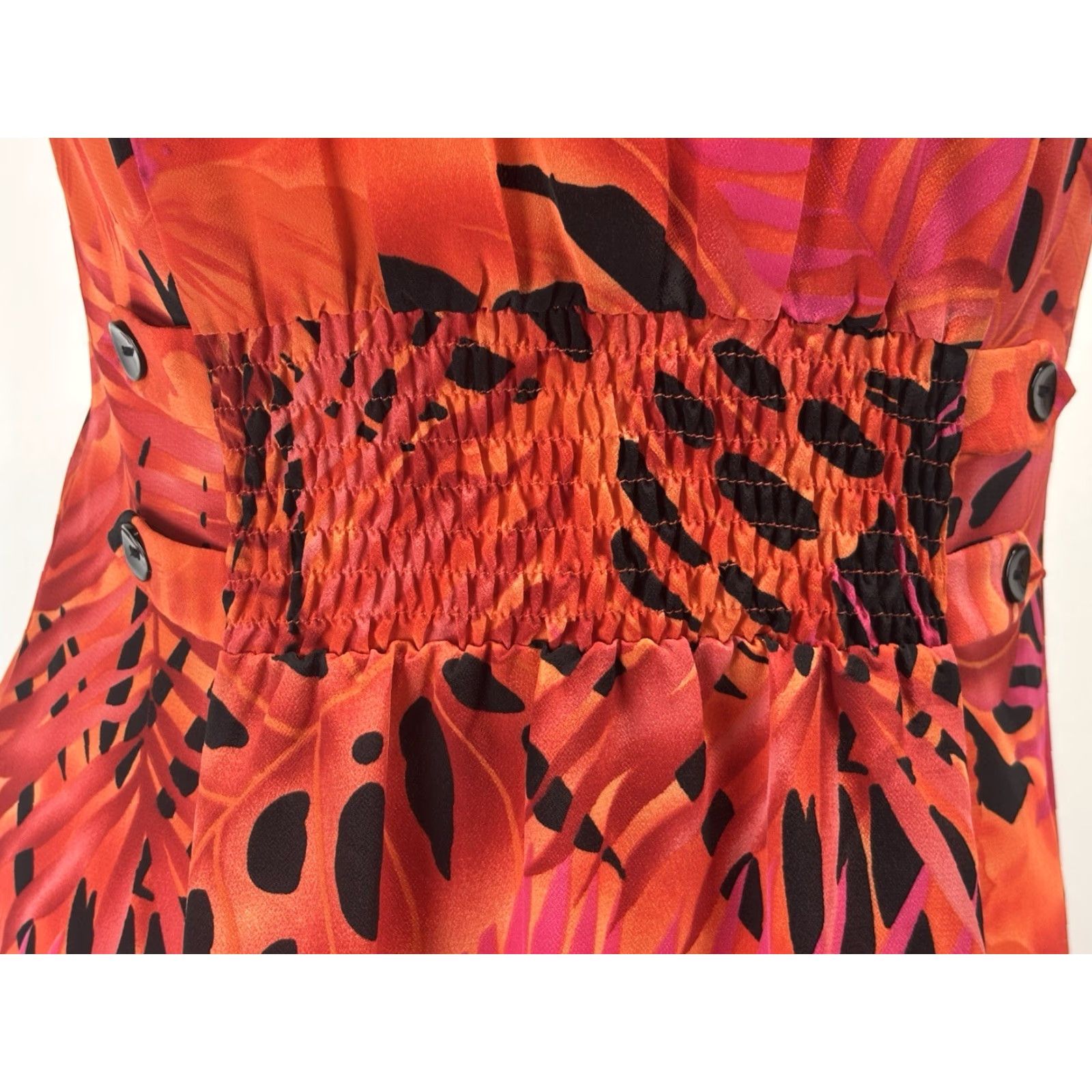 Vintage Vtg Carolina Colours Maxi Shirt Dress Sz 8 Women’s Tropical Button Front Floral Size M / US 6-8 / IT 42-44 - 6 Thumbnail