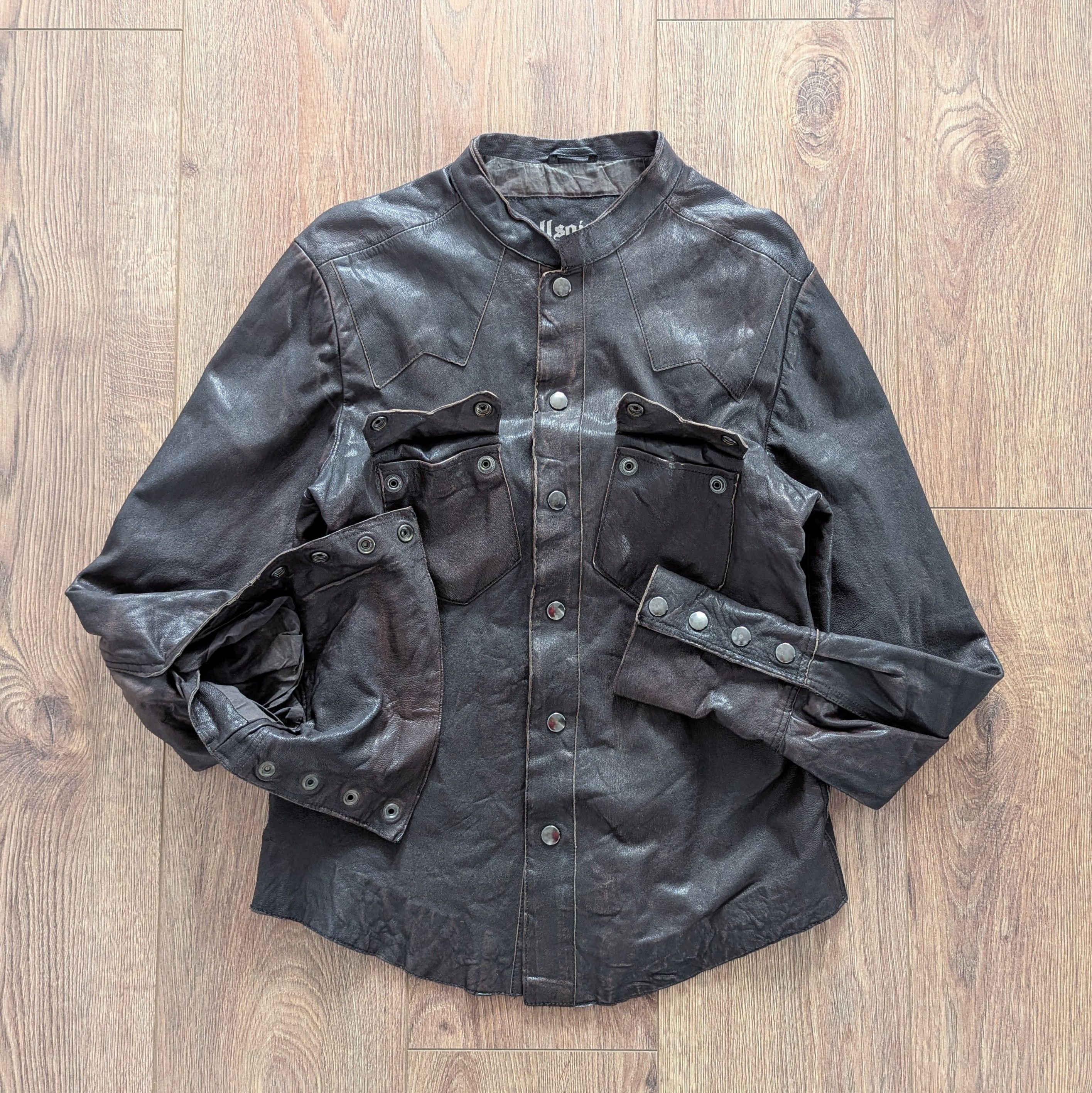 ALLSAINTS Rock Shirt Leather Clothing Slim Fit Dark Brown