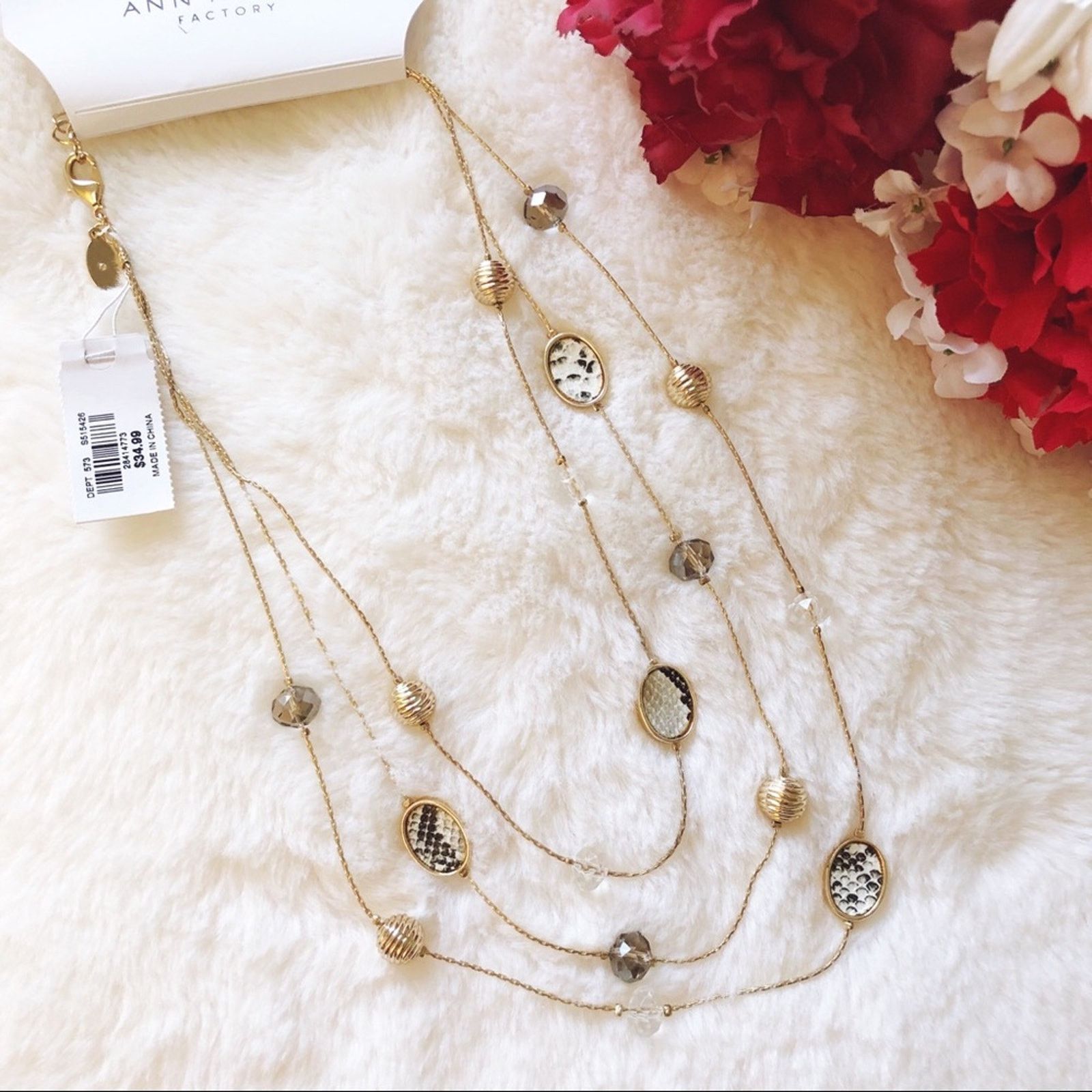 Ann Taylor Ann Taylor Gold Snake Print Illusion Necklace Size ONE SIZE - 3 Thumbnail