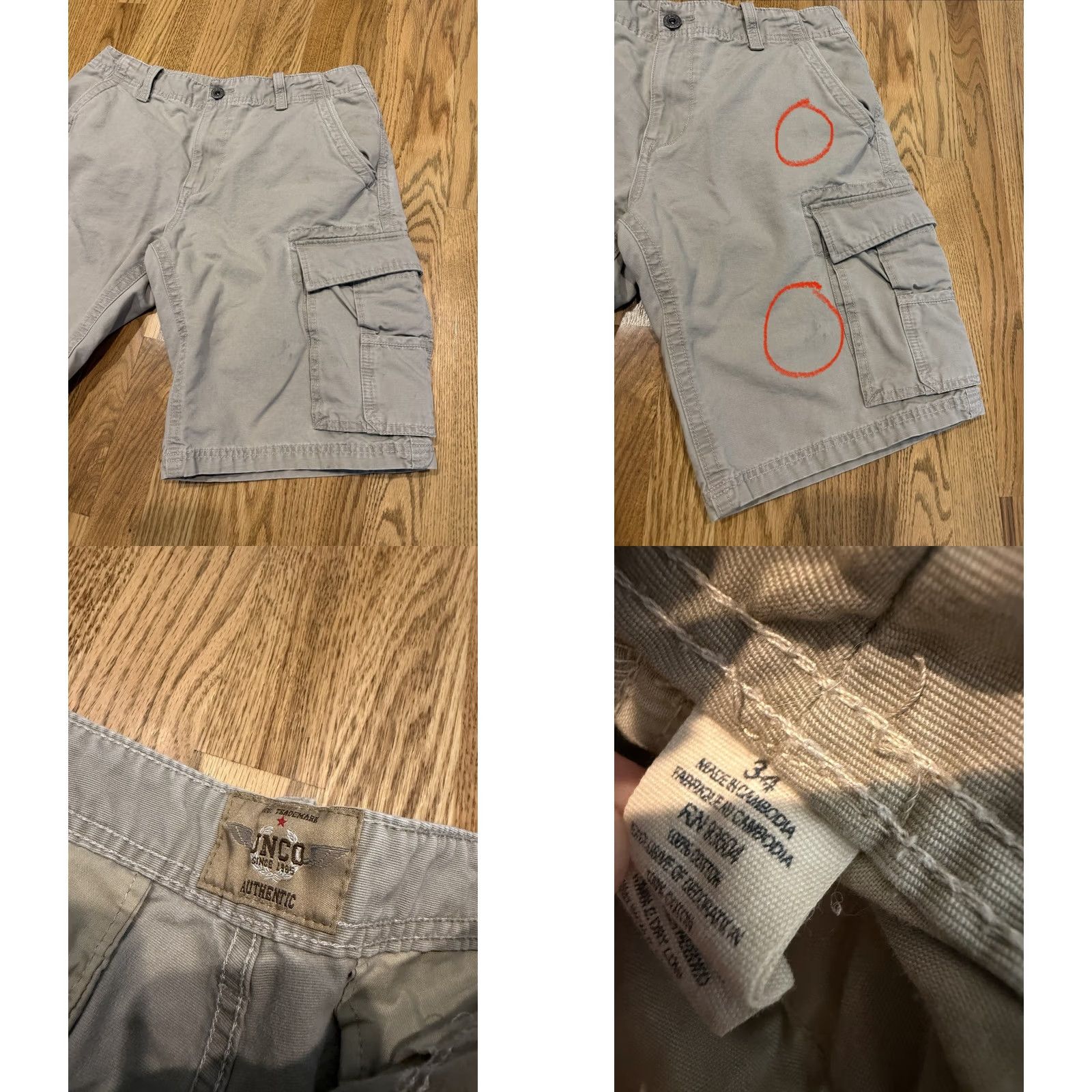 JNCO VINTAGE JNCO Cargo Shorts Men 34 Beige Tan Khaki 90s Grunge Hip Hop Skate Pockets Cargo Pocket Mens Size US 34 / EU 50 - 8 Thumbnail