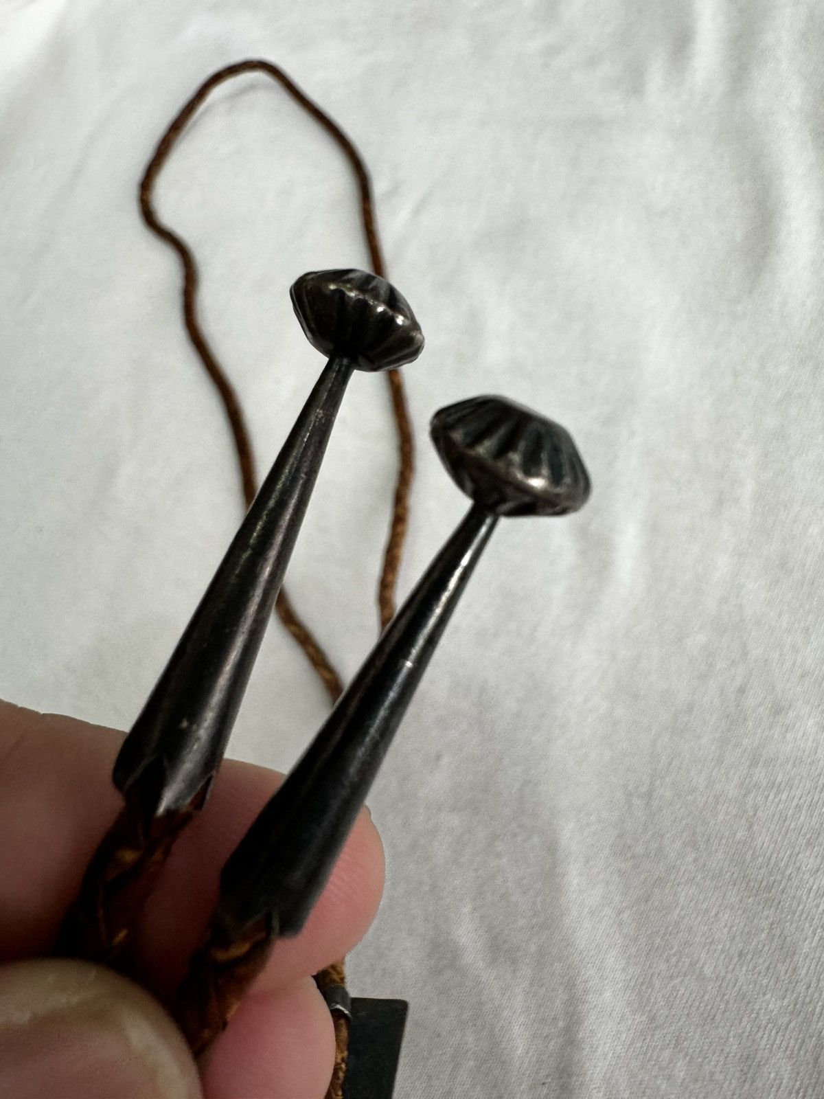 Japanese Brand × Sterling Silver FP 925 STERLING PEYOTE THUNDERBIRD BRAIDED LEATHER BOLO TIE Size ONE SIZE - 4 Thumbnail