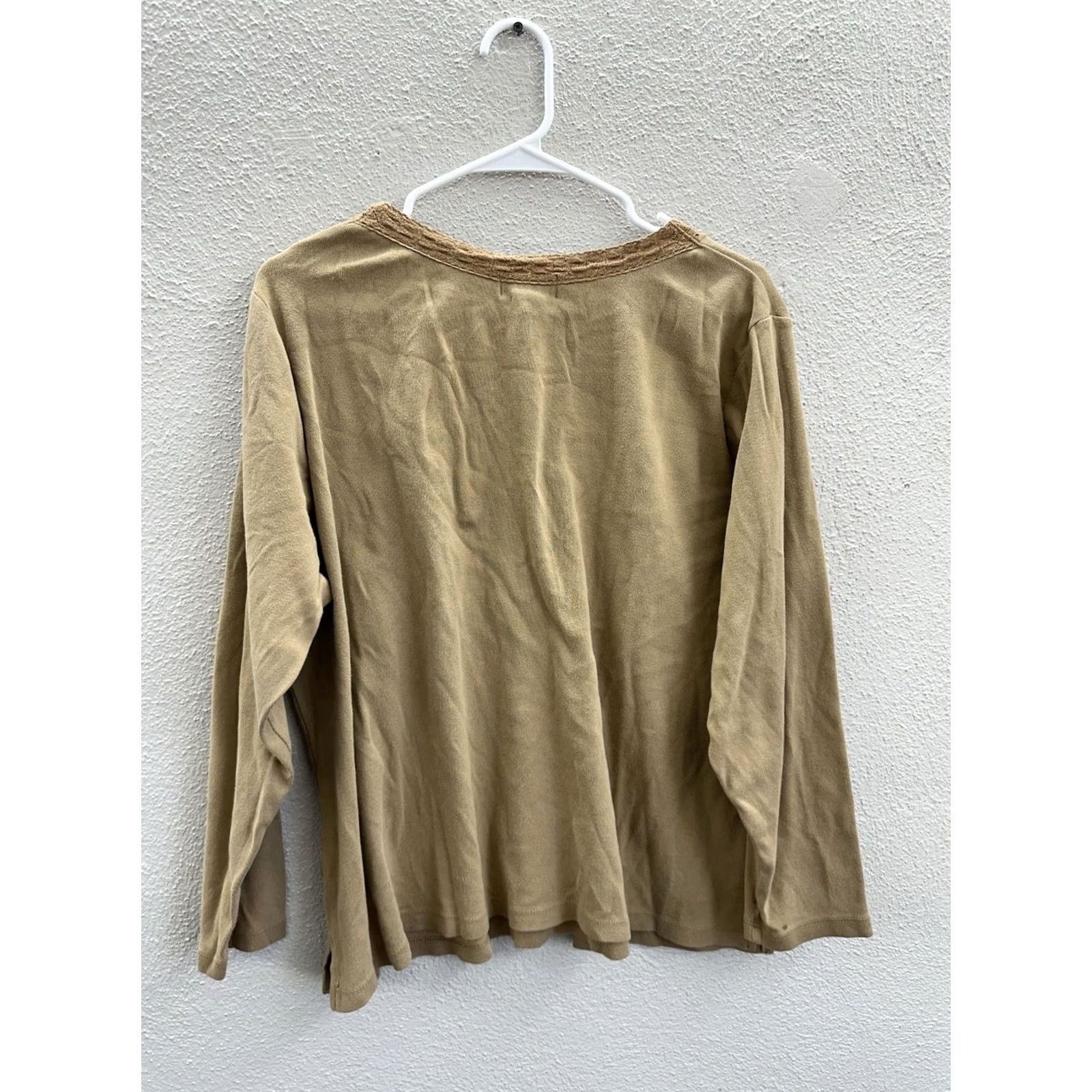 Vintage Venezia Jeans Womens Shirt Brown V-Neck Long Sleeve Size 22/24 Crochet Trim 90s Classic Size XL / US 12-14 / IT 48-50 - 6 Thumbnail