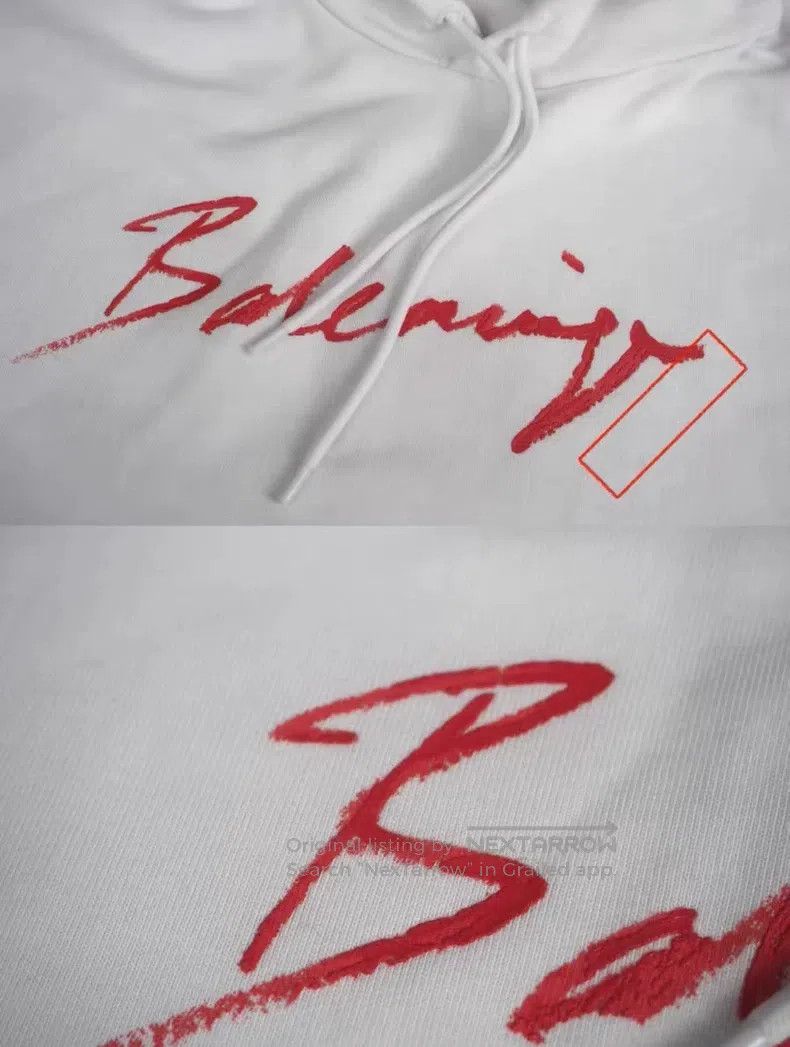 Balenciaga Balenciaga White Painted Logo Hoodie Size L Size US L / EU 52-54 / 3 - 3 Thumbnail