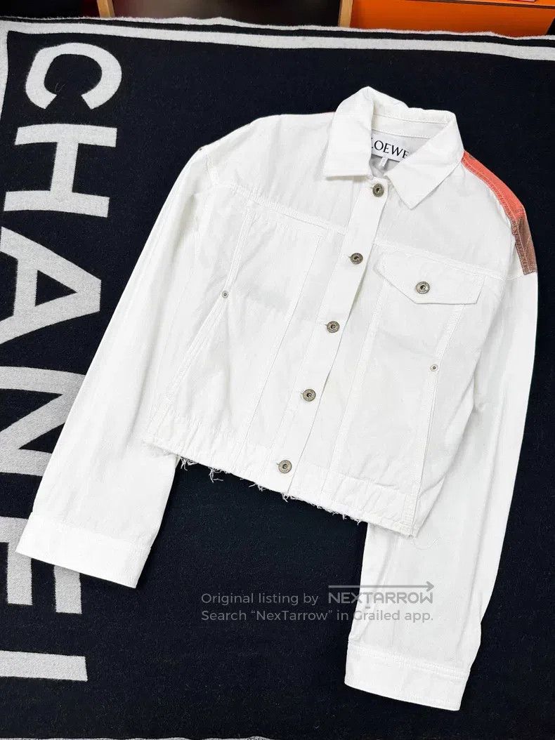 Loewe Loewe White Denim Jacket with Colorful Back Pattern Size XS / US 0-2 / IT 36-38 - 2 Thumbnail