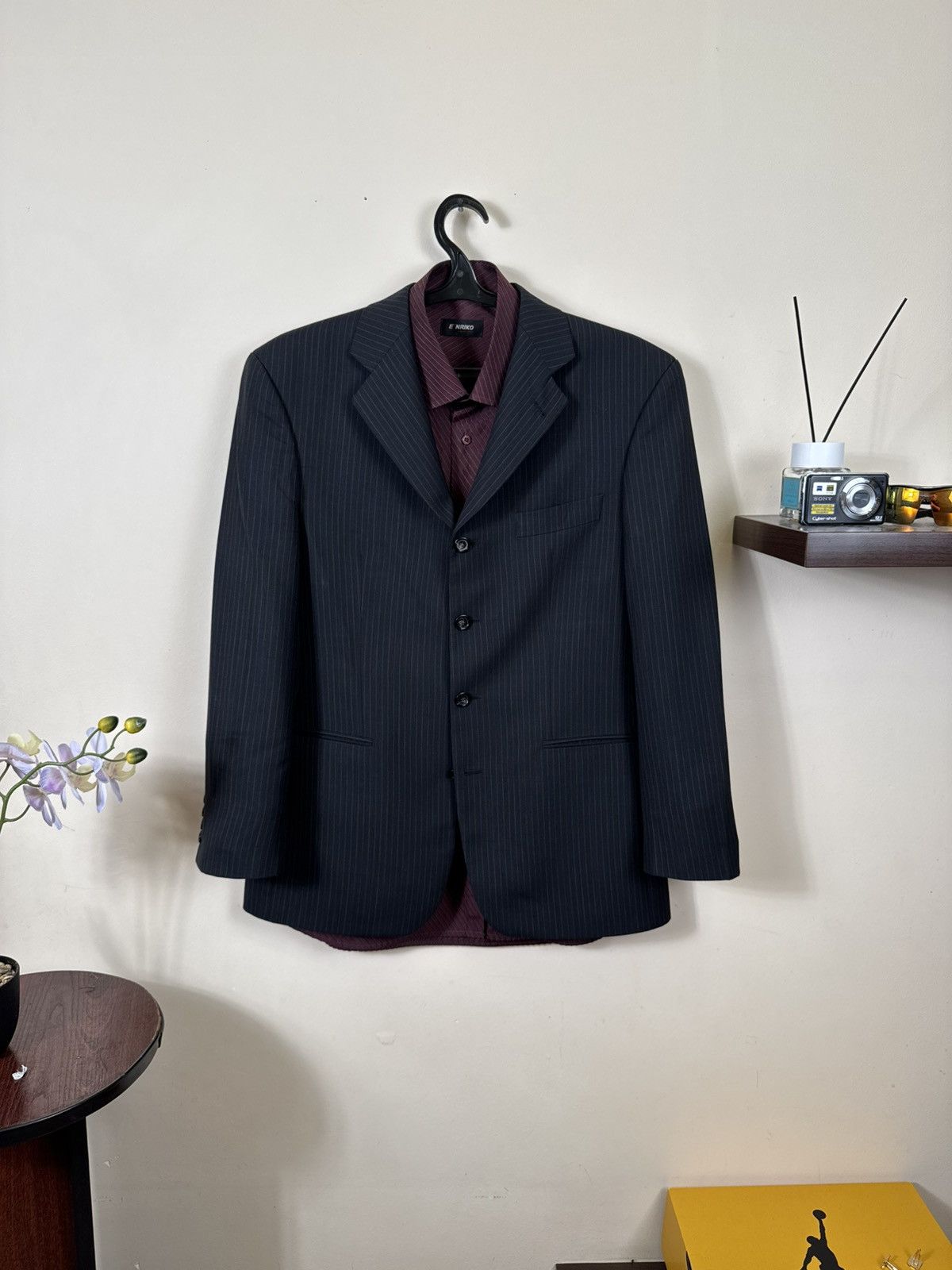 Yves Saint Laurent Vintage Yves Saint Laurent Blazer YSL Black Striped L Jacket Size 50R - 2 Thumbnail