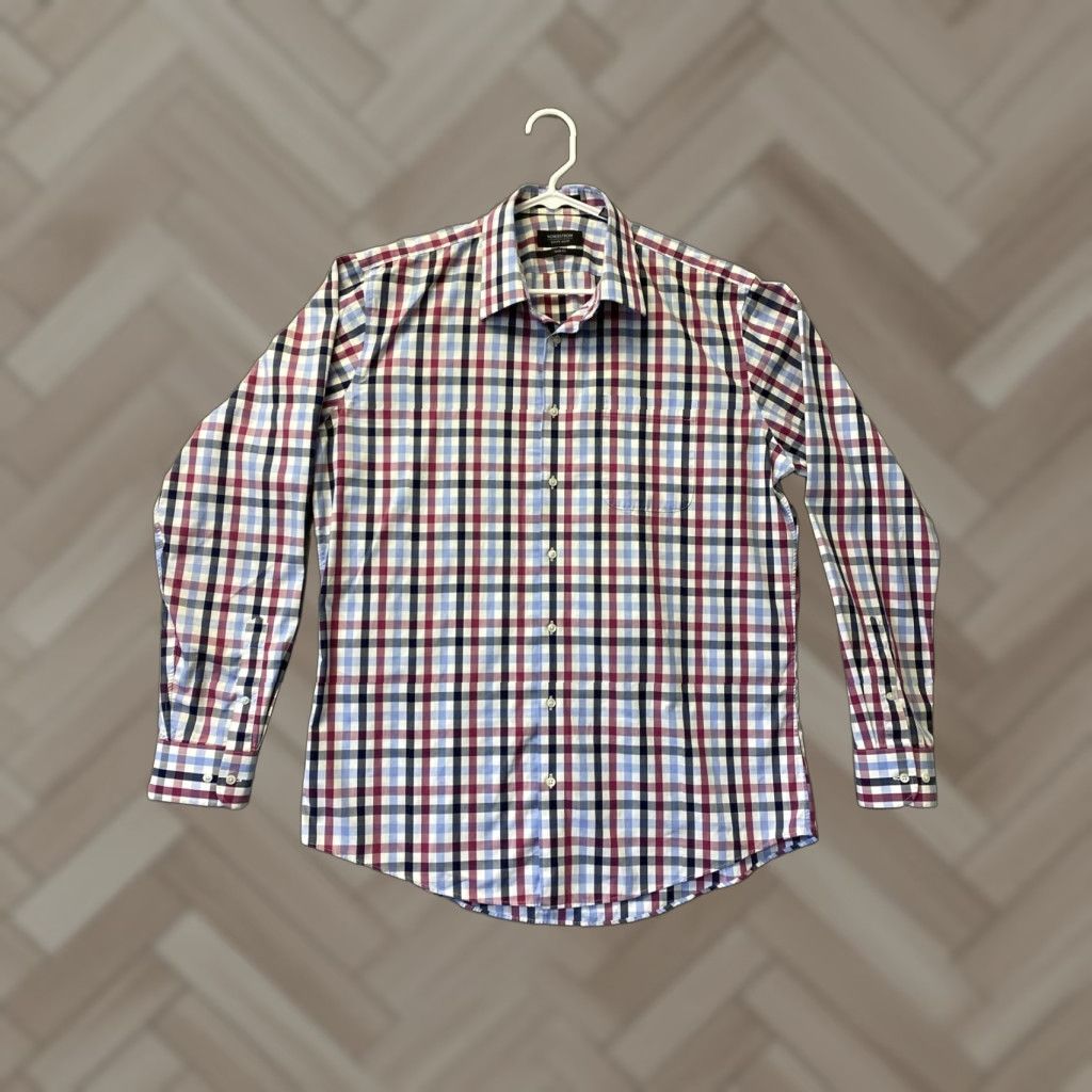 Nordstrom Nordstrom Trim Shirt Mens Button-Up Long Sleeve 17 36/37 Check Multicolor Colorful Size US XL / EU 56 / 4 - 1 Thumbnail
