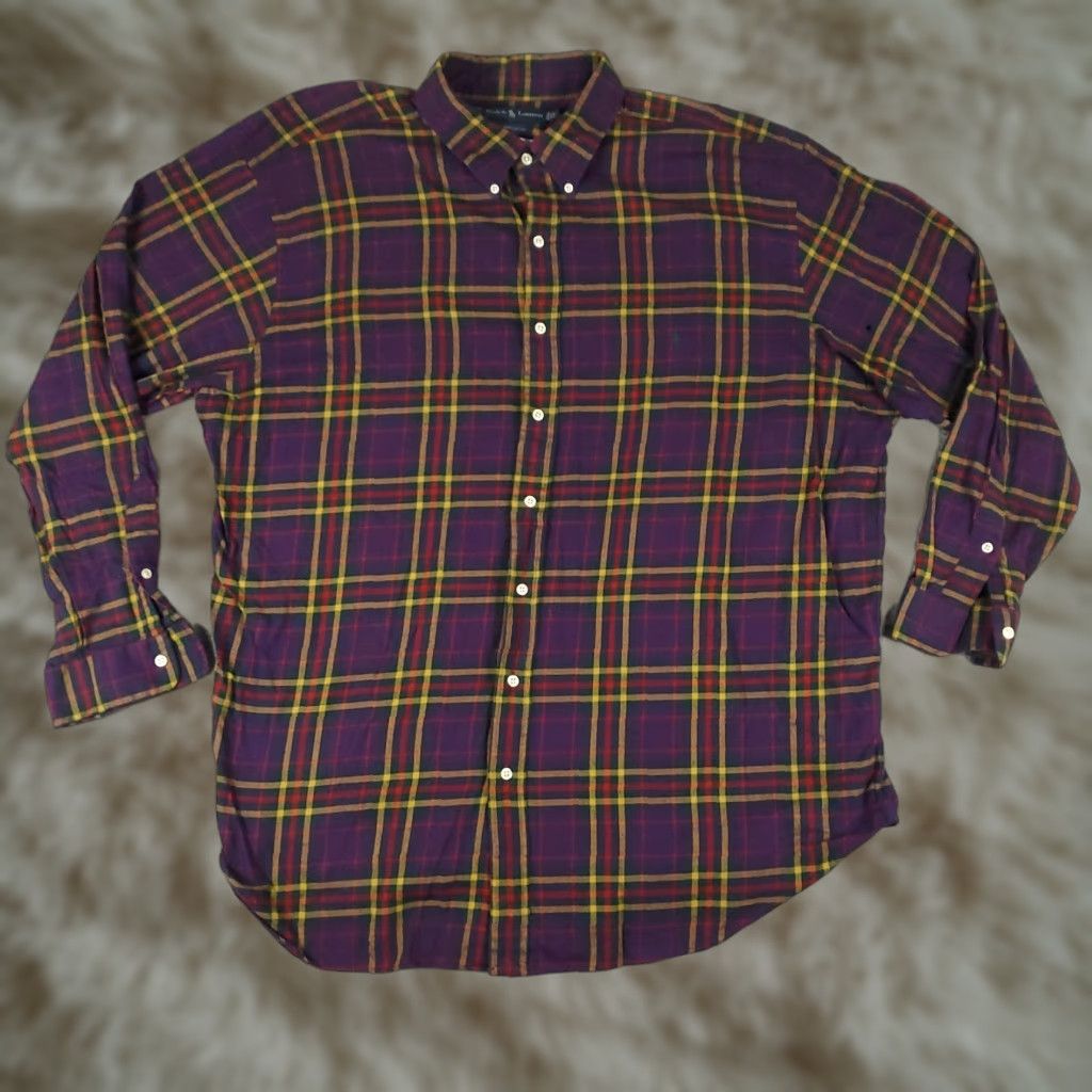 Ralph Lauren Ralph Lauren Shirt Mens Big & Tall 2XB Purple Plaid Button-Up Long Sleeve Damaged Damaged Size US XXL / EU 58 / 5 - 1 Thumbnail