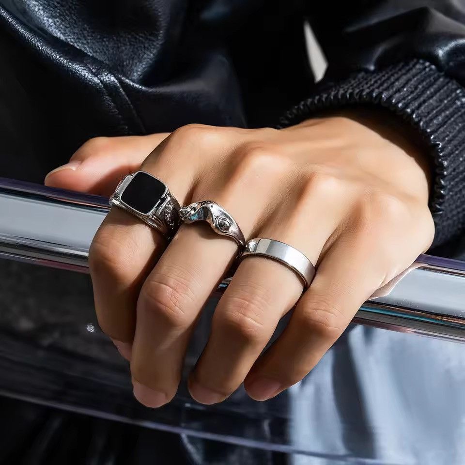 Jewelry 3pcs/set Square Oil Drip Ring Sets Size ONE SIZE - 4 Thumbnail