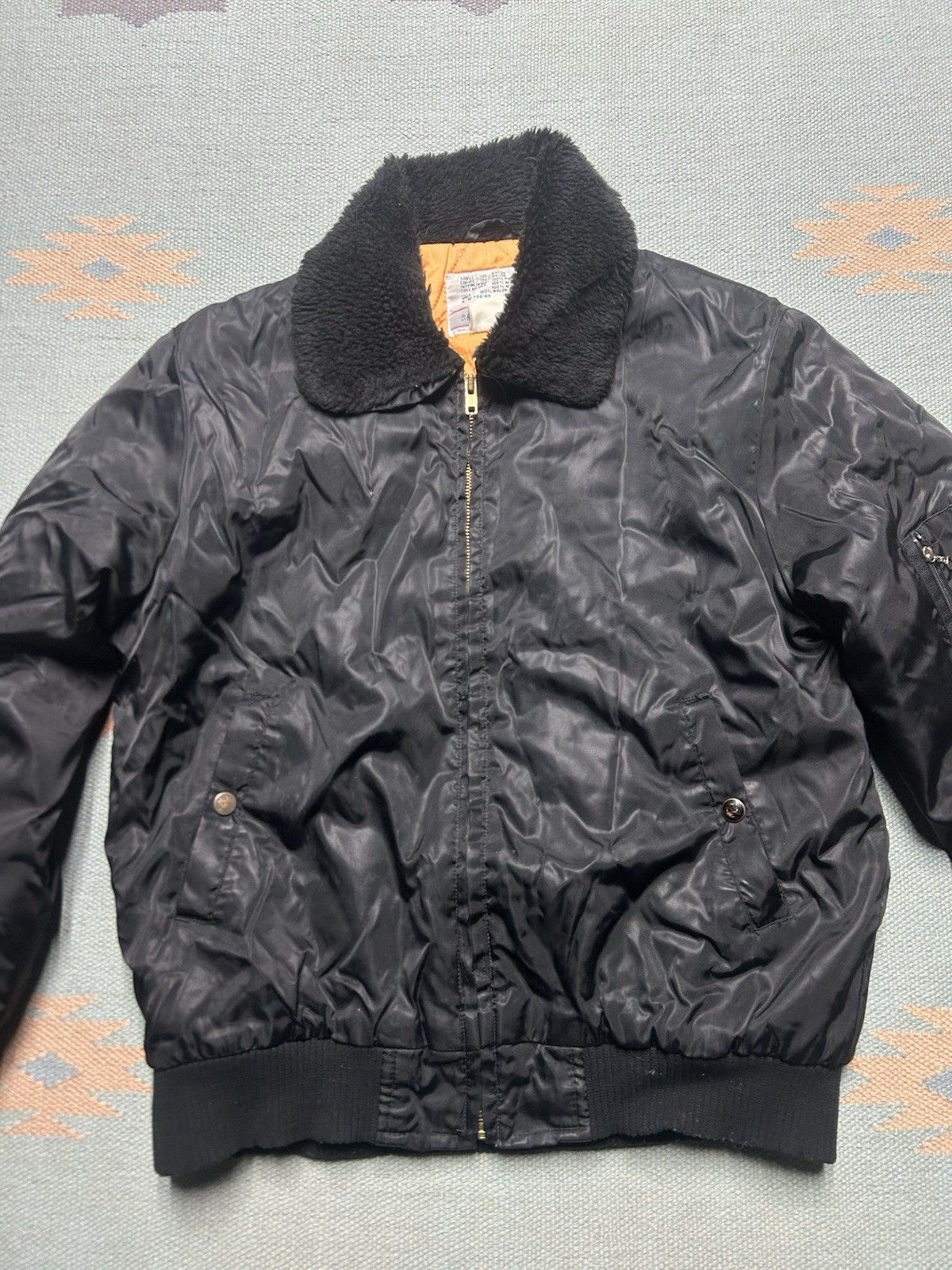 Vintage Vtg 70s Sears bomber jacket MA-1 style cropped military larg Size US L / EU 52-54 / 3 - 2 Thumbnail