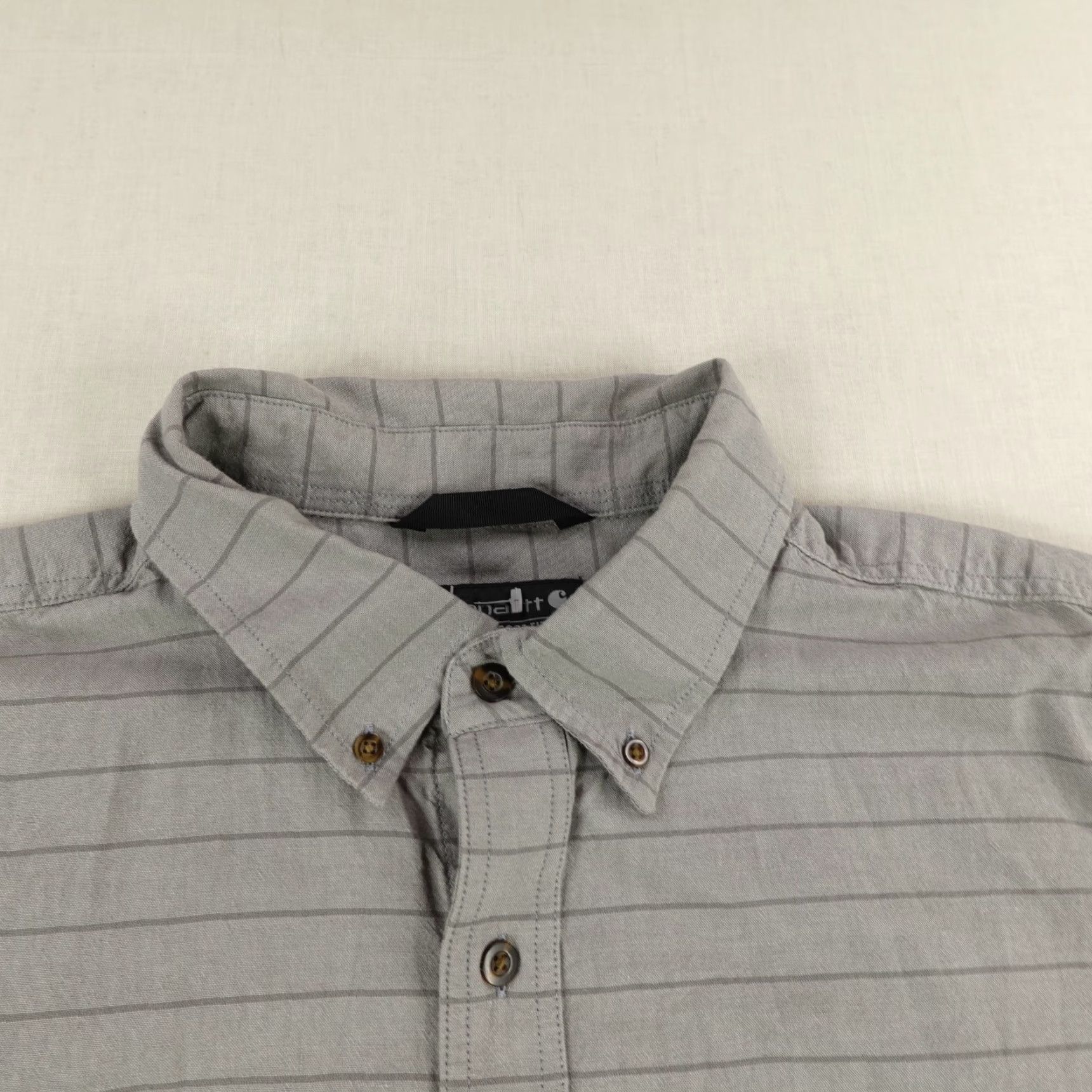 Carhartt VINTAGE Carhartt Men's 2XL Shirt Short Sleeve Casual Workwear Cotton Woven Gray Stripes Button Down Size US XXL / EU 58 / 5 - 2 Thumbnail