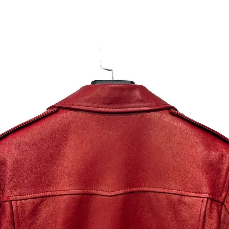 Saint Laurent Paris Saint Laurent Red Leather Motorcycle Jacket-2505 Size US M / EU 48-50 / 2 - 5 Thumbnail