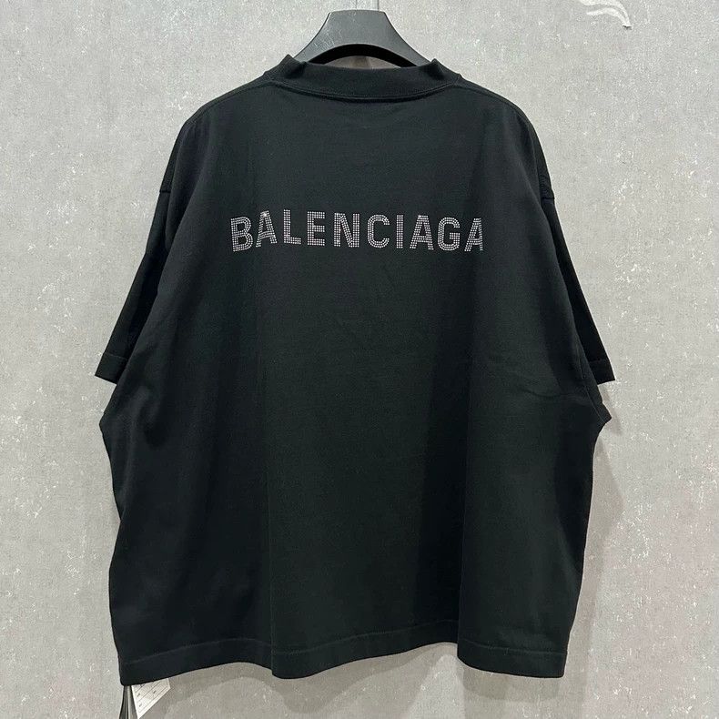 Balenciaga Balenciaga Black back rhinestone logo short sleeve Size US L / EU 52-54 / 3 - 2 Thumbnail