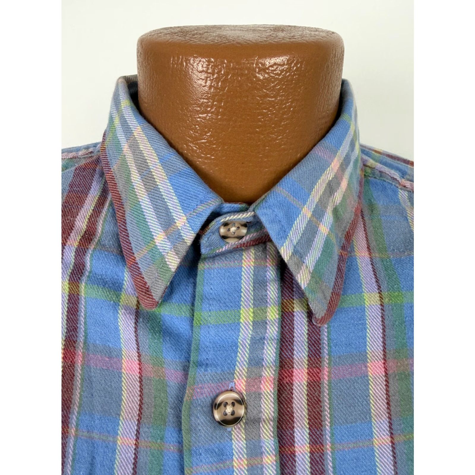 Vintage VINTAGE 80s St. John's Bay Flannel Shirt Men L Blue Plaid Lightweight Button-Up Grunge Hipster Size US L / EU 52-54 / 3 - 4 Thumbnail