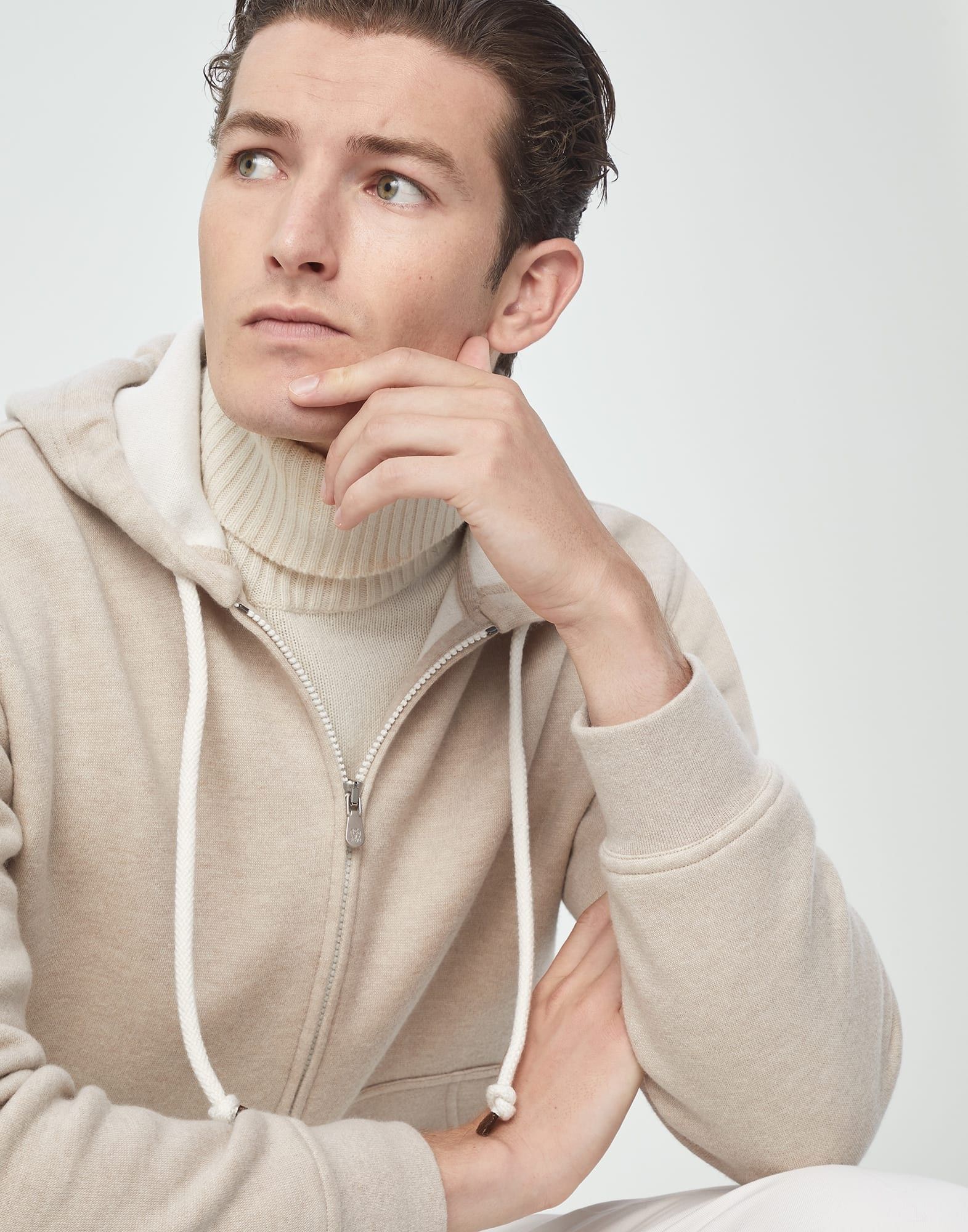 Brunello Cucinelli o1w1db10924 Cardigan Sweatshirt in Beige Size US XXL / EU 58 / 5 - 3 Thumbnail