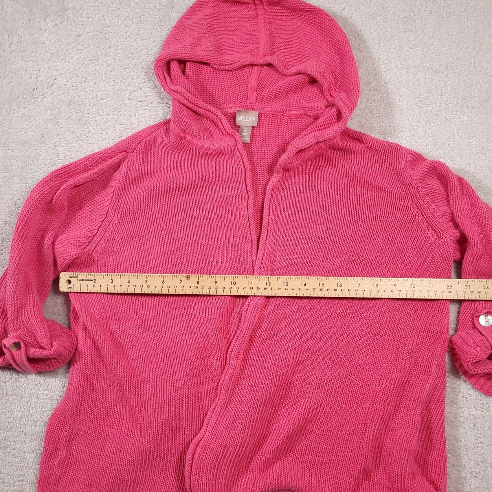 Vintage Chico's Sweater Women's XL Pink Hooded Open Front Chunky Knit Cardigan Boho Beach Casual Fall Winter Spring Summer Women Mens (if applicable) Size XL / US 12-14 / IT 48-50 - 6 Thumbnail