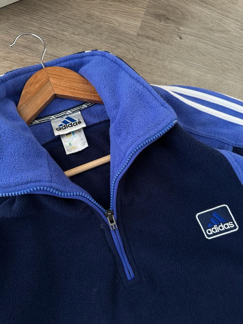 Adidas × Vintage Vintage Adidas 1/4 zip fleece blue hoodie Size US M / EU 48-50 / 2 - 17 Thumbnail
