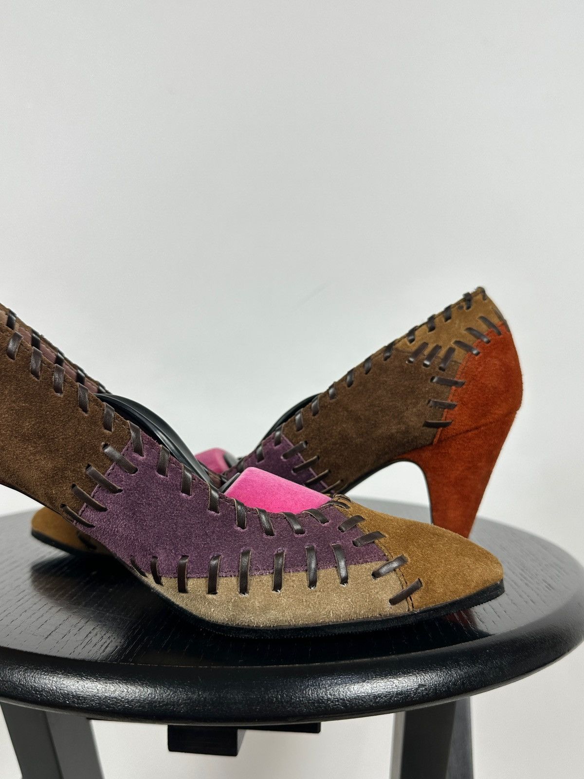 Miu Miu × Prada Miu Miu Multicolor Suede Patchwork Heels Size US 6 / IT 36 - 17 Thumbnail